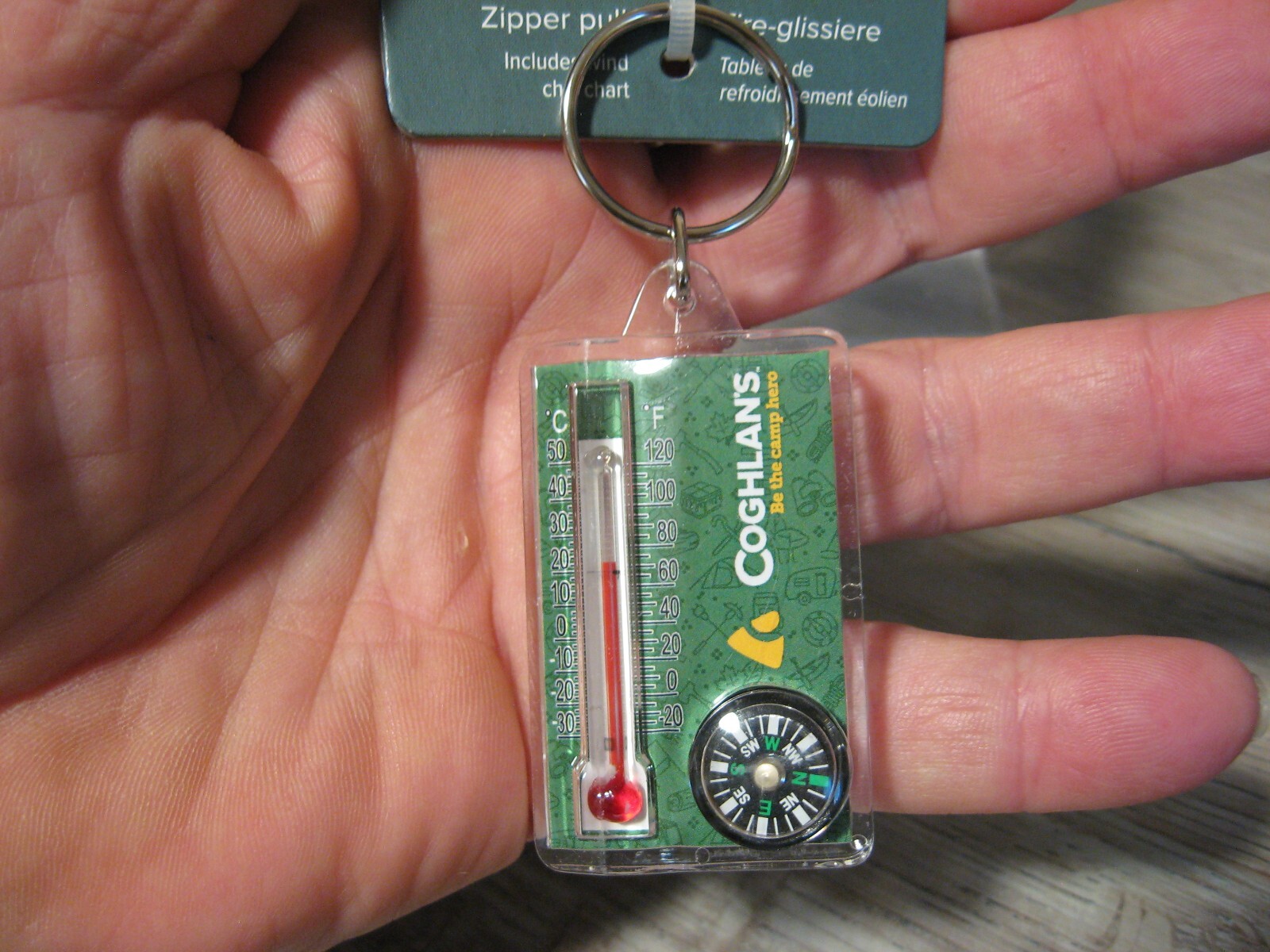 Coghlan’s Thermometer & Compass Key Chain Compact Lightweight Survival 9714
