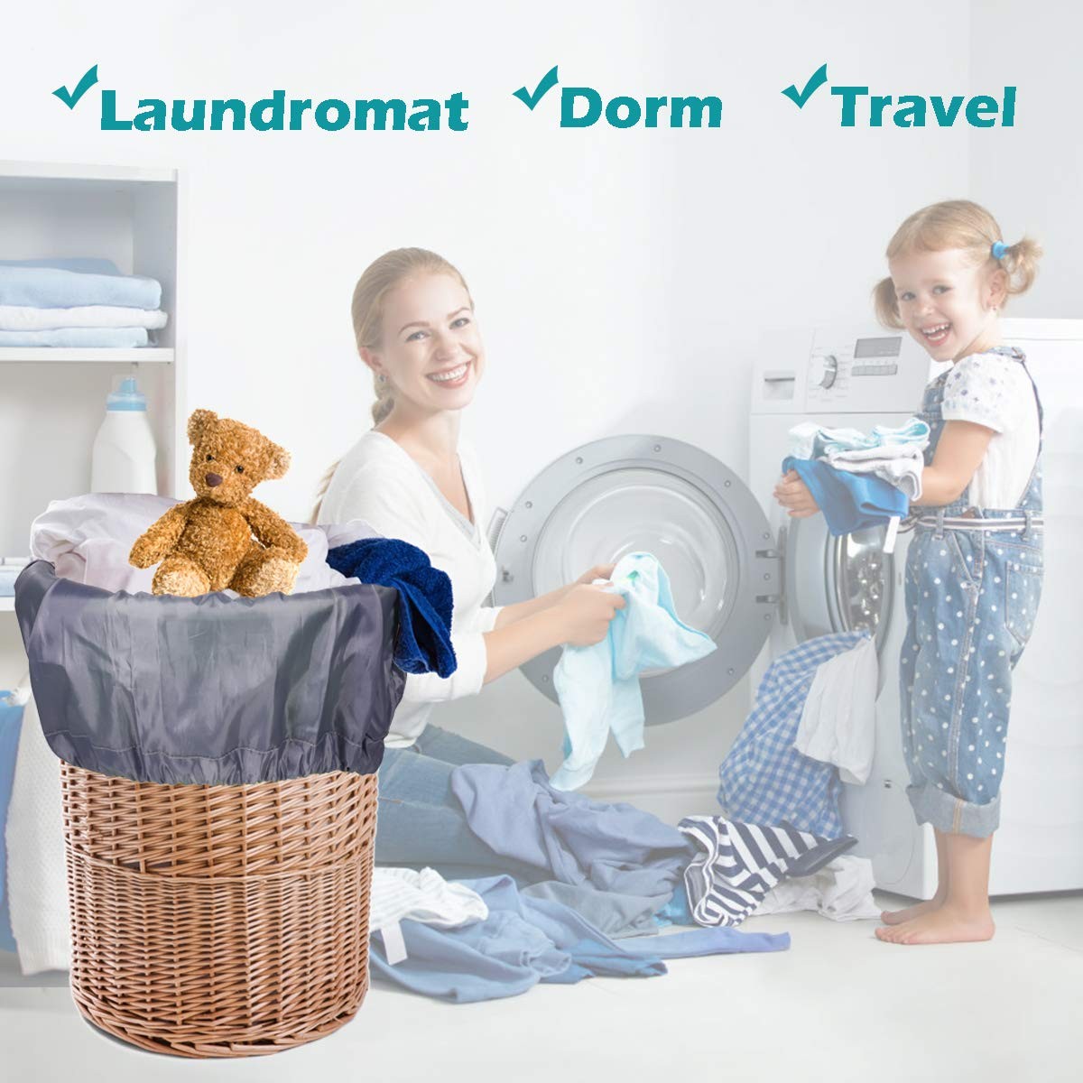 Heavy Duty Laundry Bag 2 Pack XL Nylon 41″ x 28″ x 1″, Black+Gray