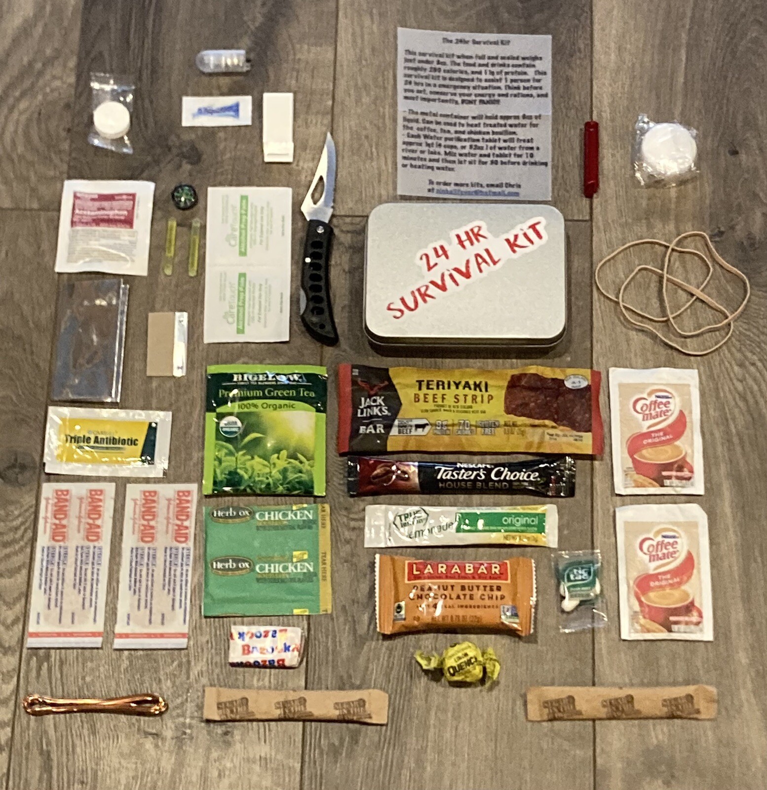 24 Hour Survival Kit With Rations And First Aid. Military & Backpacking