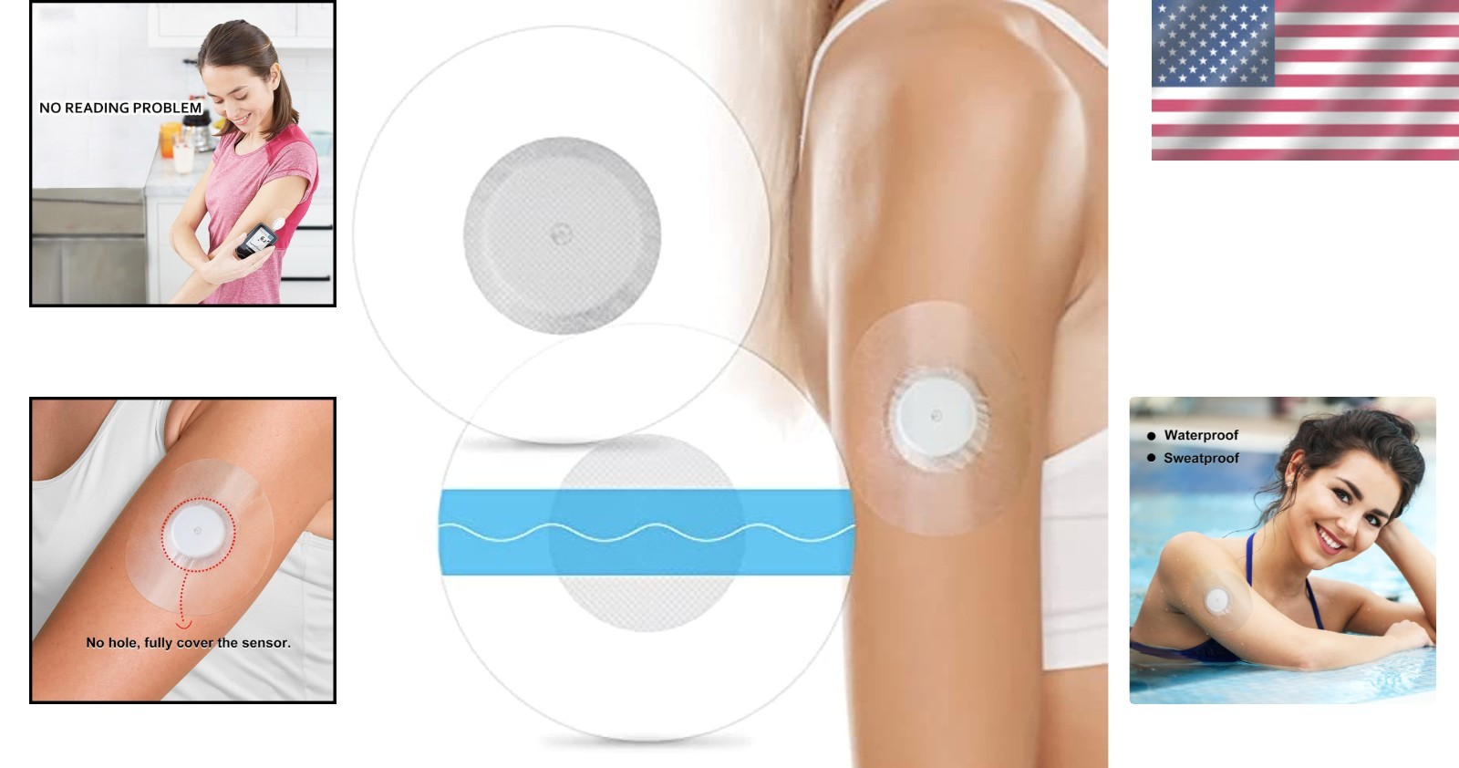 Long-Stay Waterproof Libre 2/3 Sensor Covers – 60 Pre-Cut Hypoallergenic Patches
