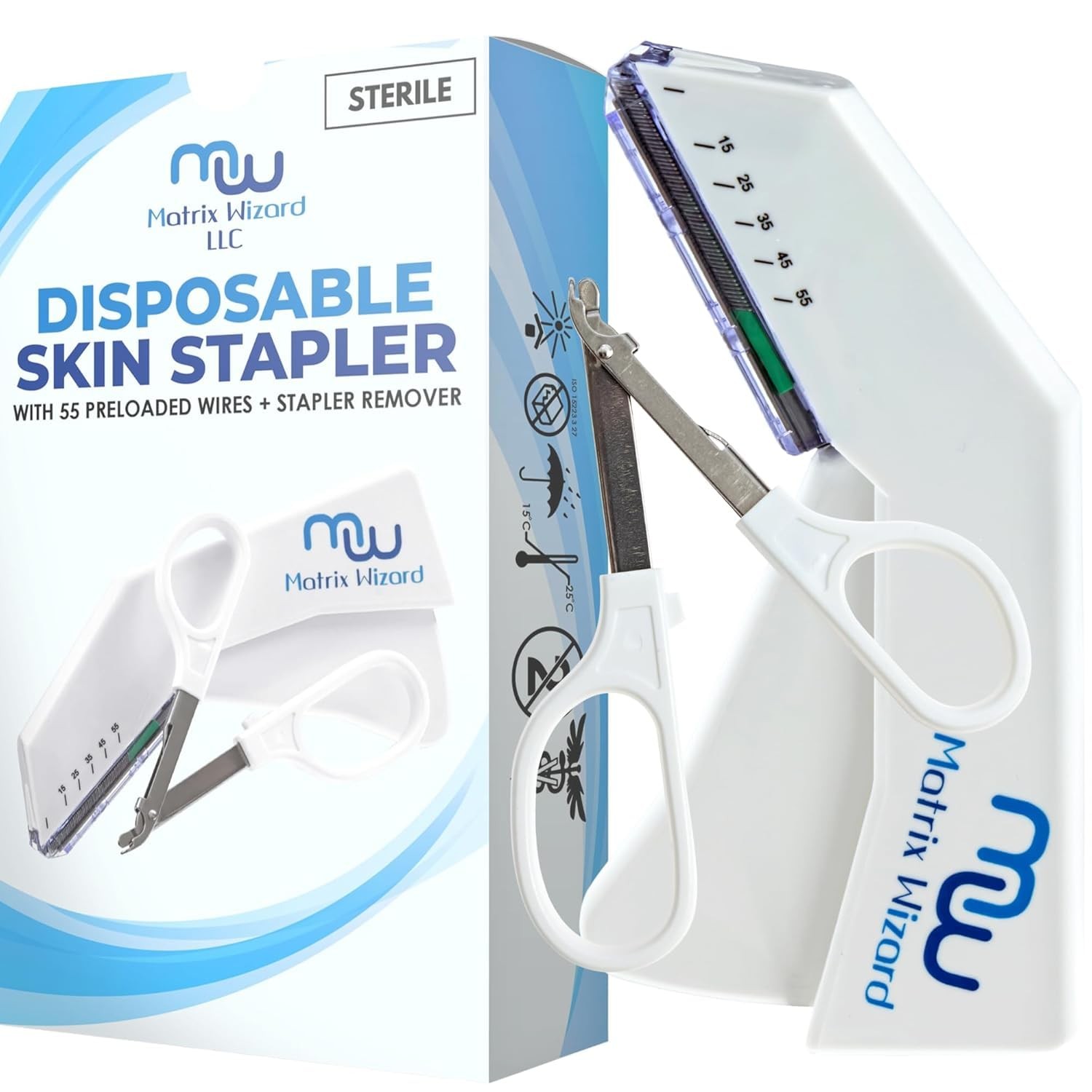 Disposable Skin Stapler (Suture Thread Alternative) with 55 Preloaded White