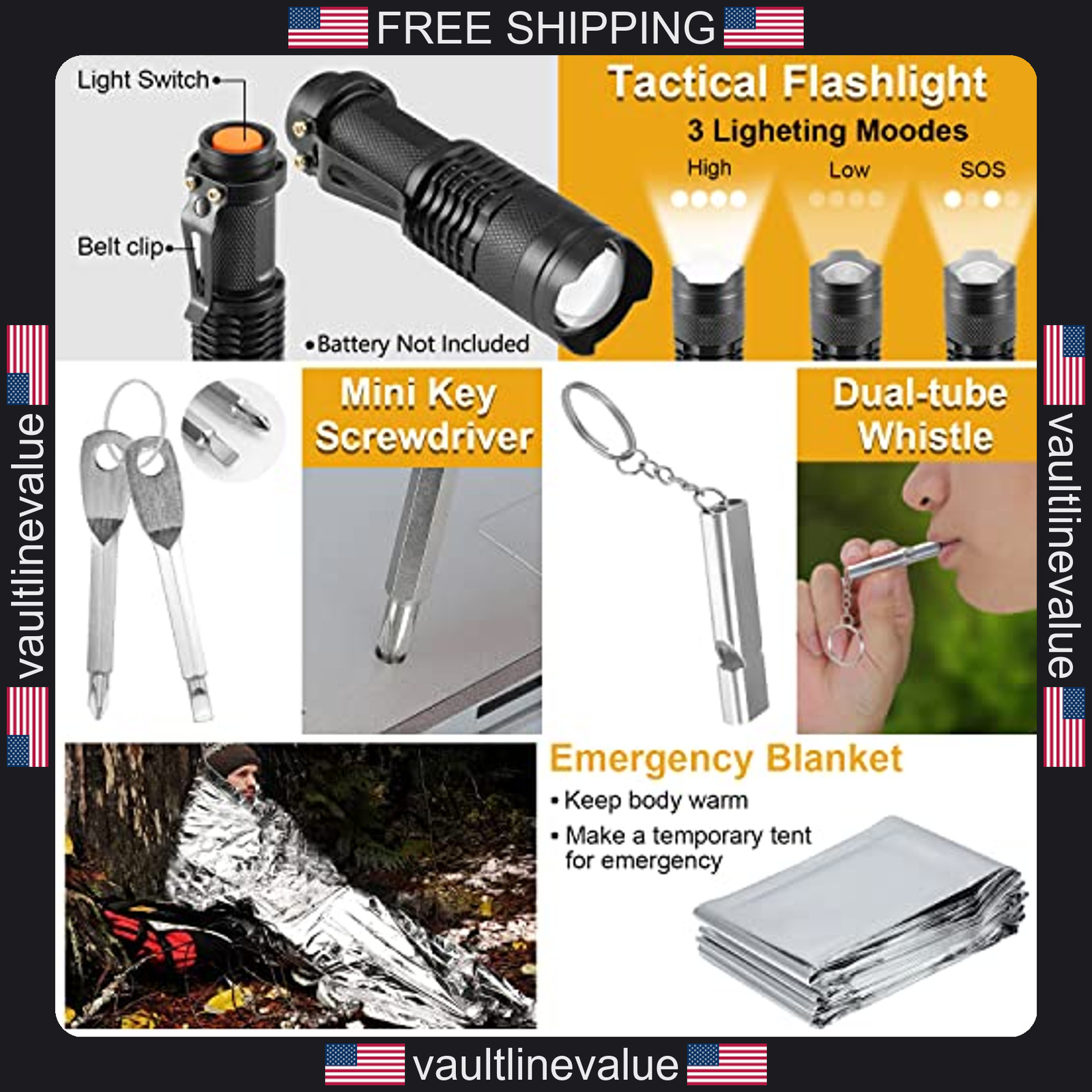 Survival Kit 19-in-1 Emergency Gear Camping Hunting Fishing Gifts for Men
