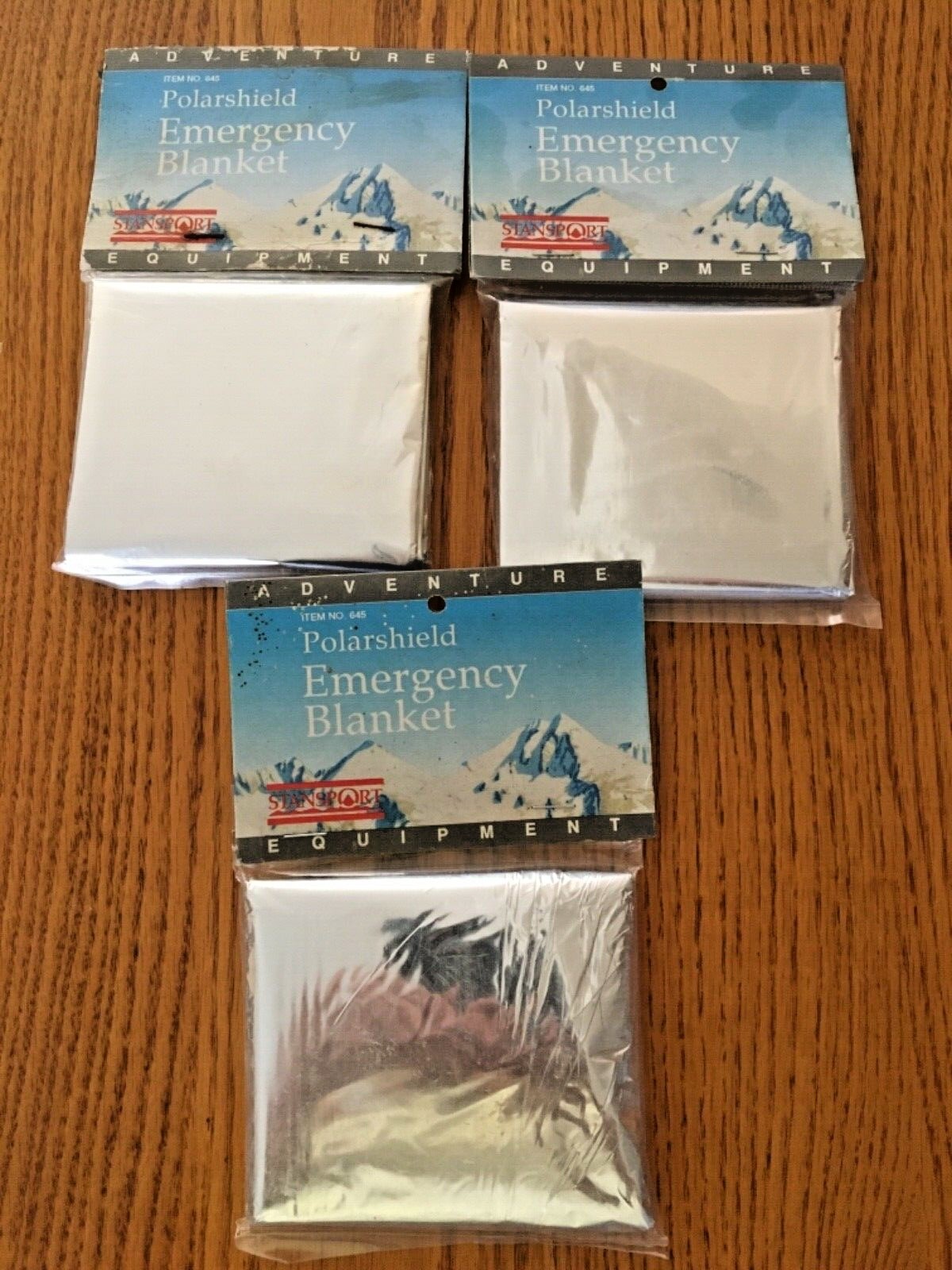 Lot of 3 STANSPORT # 645 POLARSHIELD EMERGENCY BLANKET WATER / WIND PROOF USA