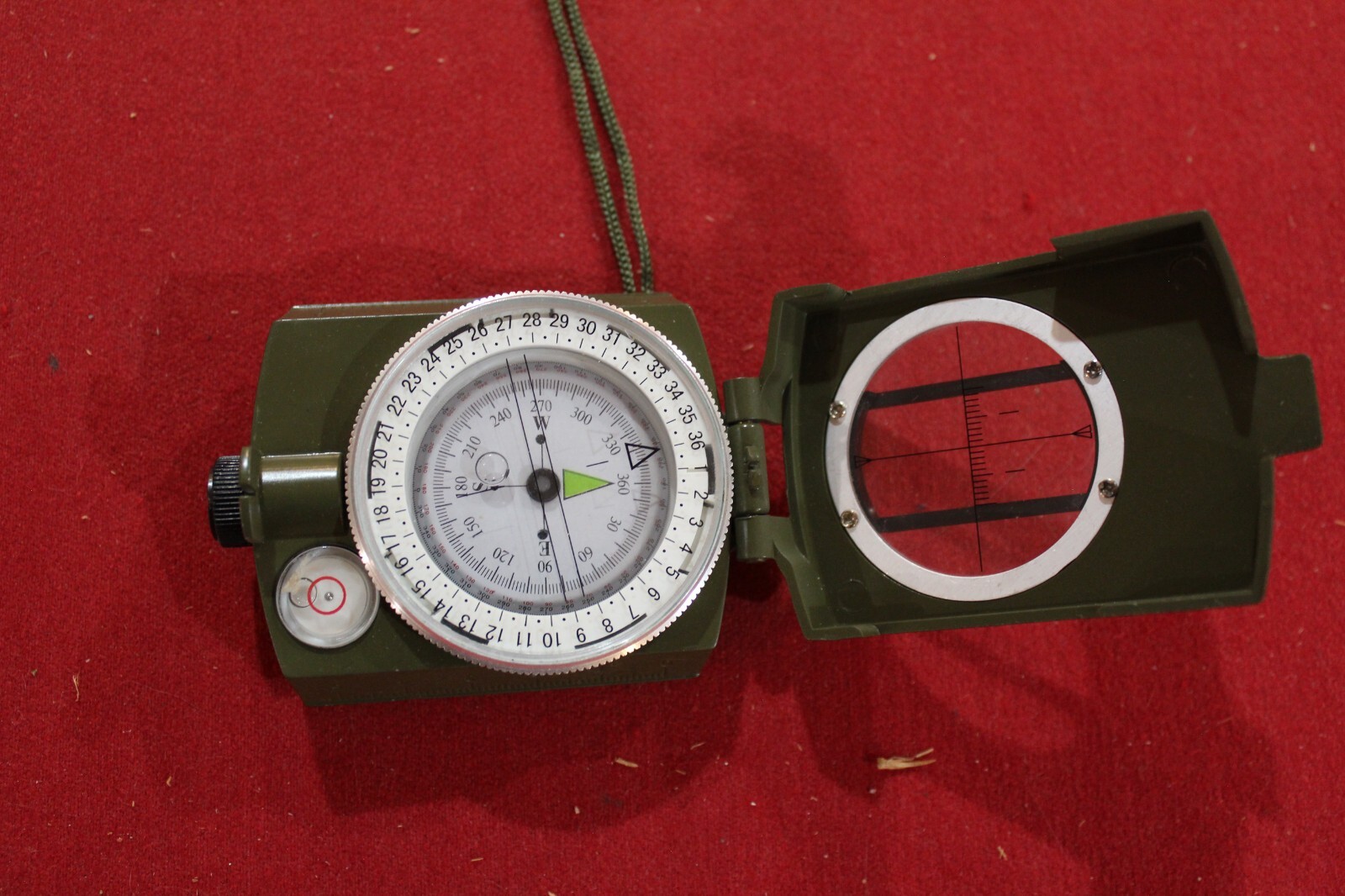BACKPACK SURVIVAL LENSATIC COMPASS BUBBLE LEVEL360 SCALE MILITARY POUCH