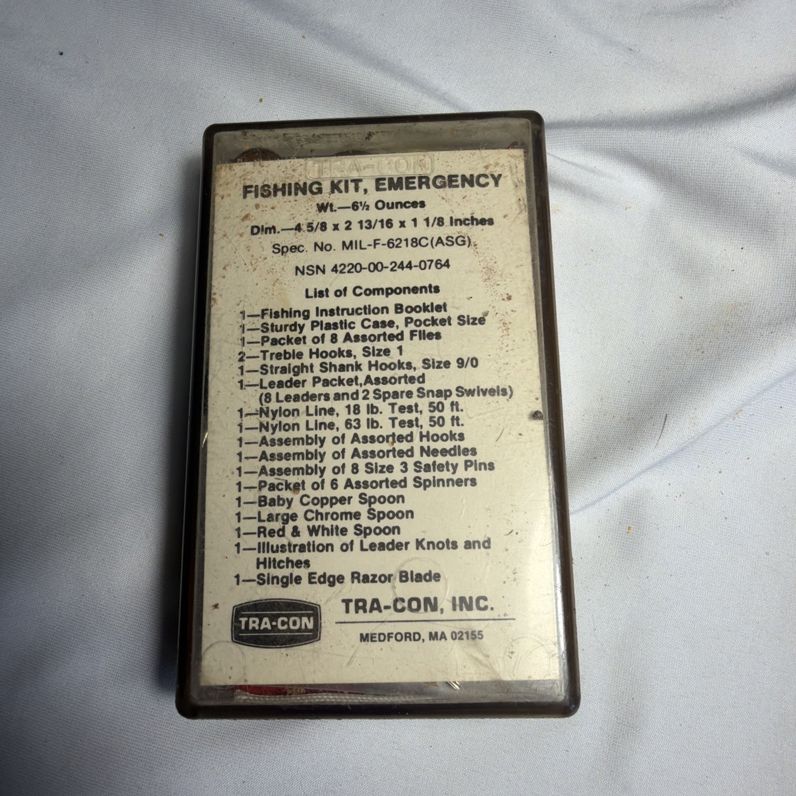 Vintage TRA-CON US Military Issue Emergency Fishing Kit FSCM 22835 (1303)O