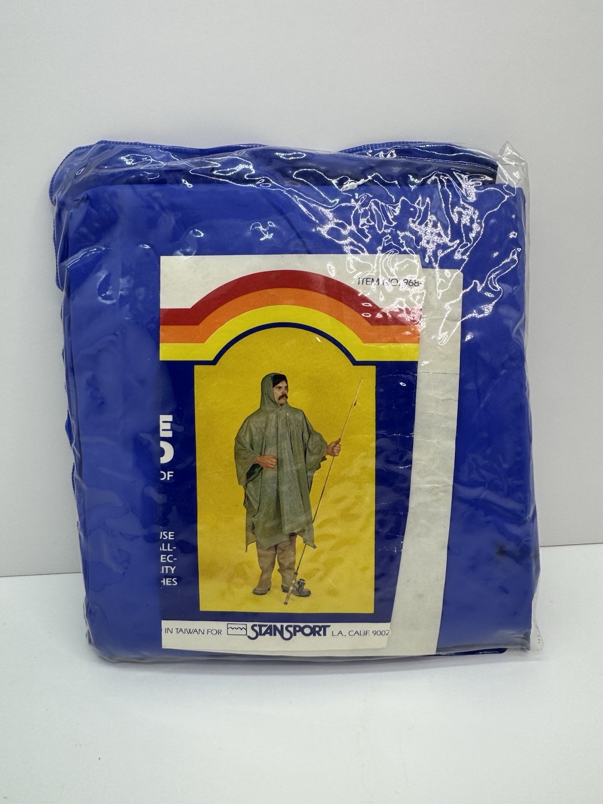 Vintage Stansport Rain Poncho Blue Waterproof Camping Hiking NEW Sealed