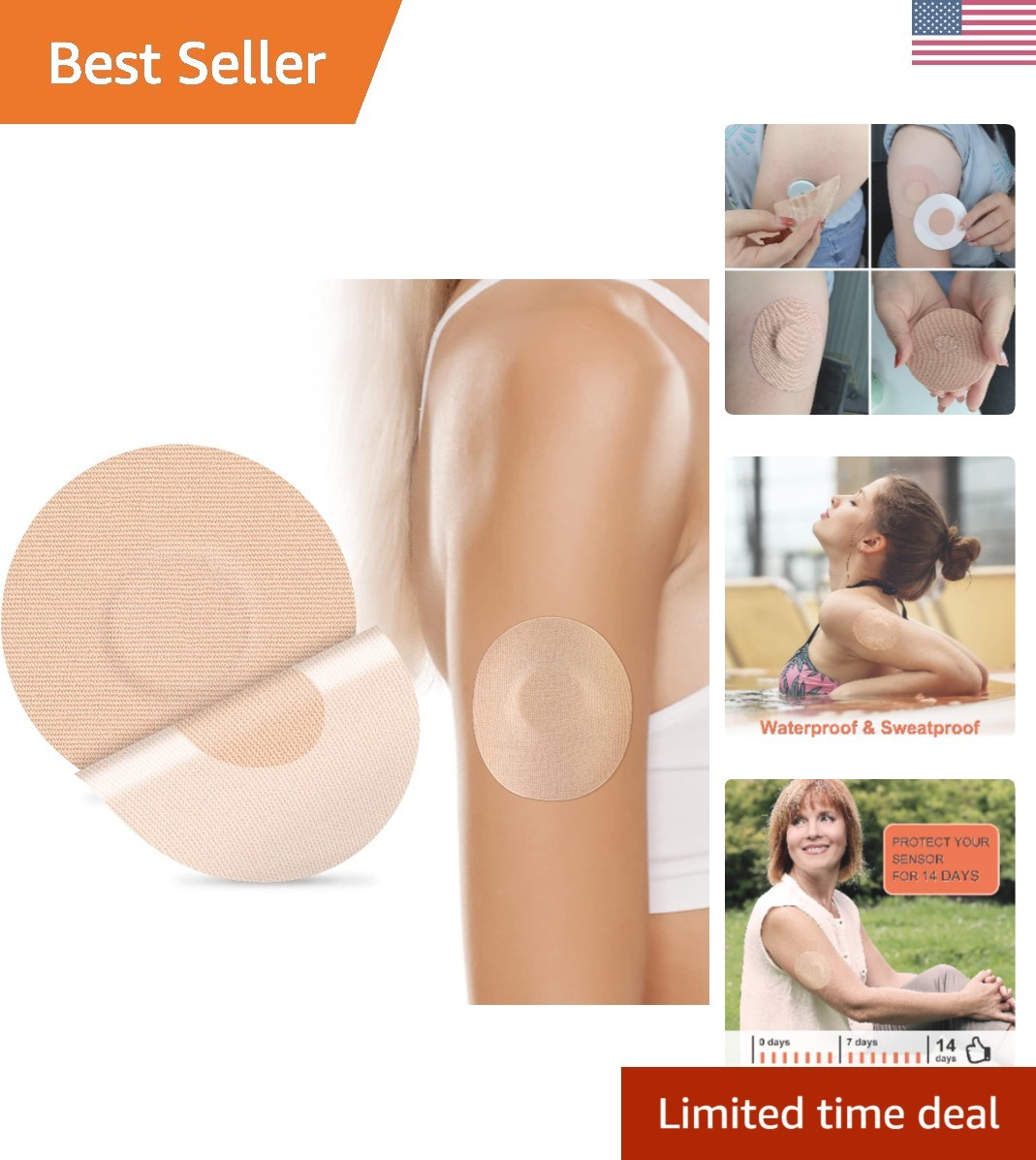 25-Pack Waterproof Latex-Free Libre Sensor Covers – 15-Day Protection, Beige