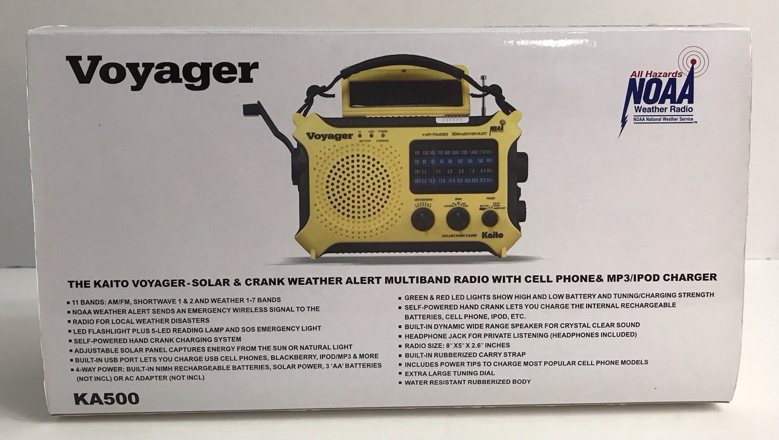 Yellow Kaito KA500 Voyager Solar Crank Battery Survival Radio AM FM Shortwave