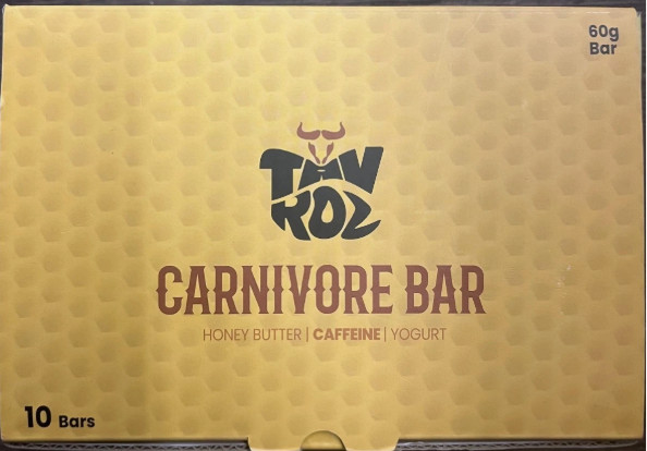 Carnivore Bar Honey Butter 14G Protein 70mg Caffeine, 10 bars. Exp: 2041