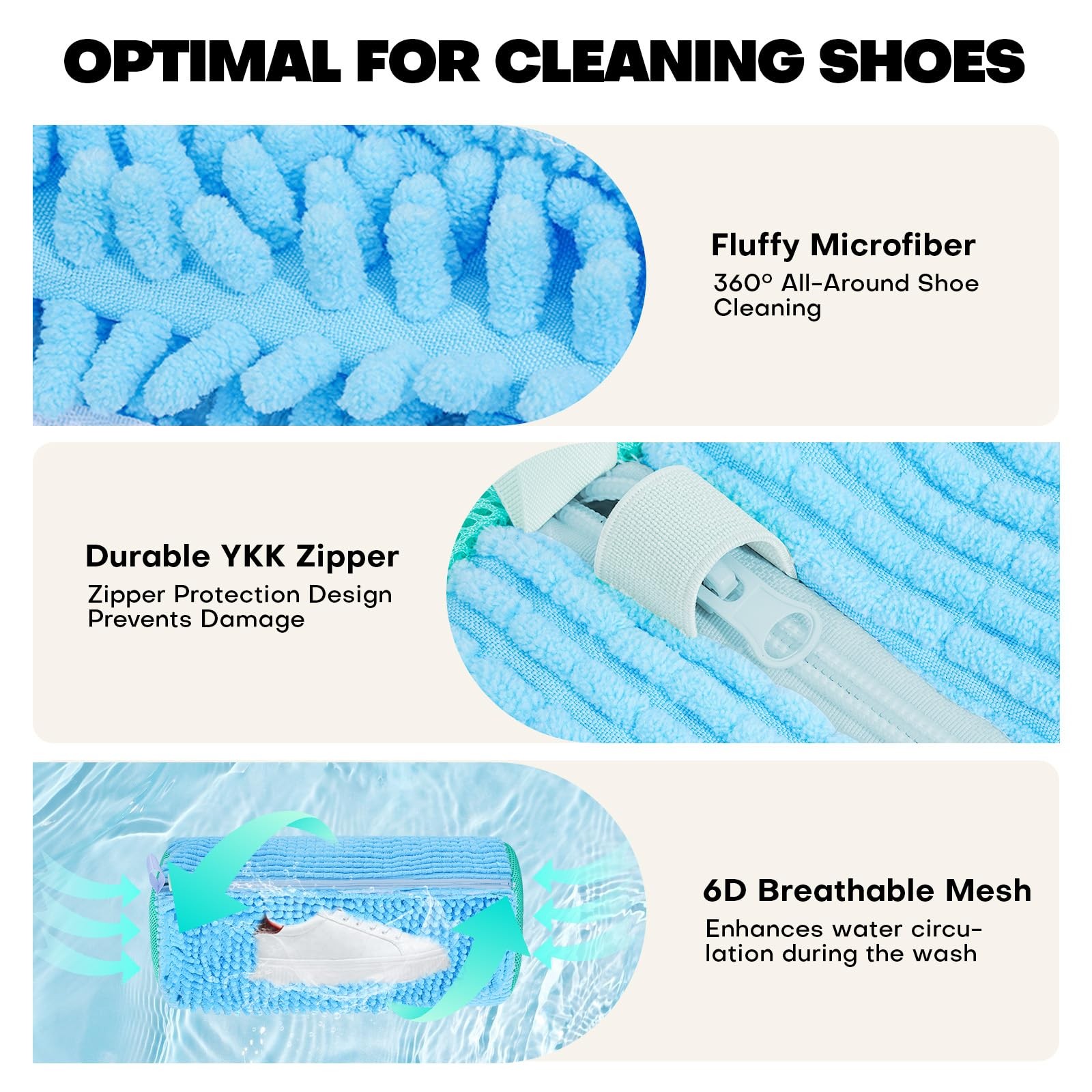 Shoe Washing Machine Bag: Laundry Bag for 15″L x 7″W x 7″H, Blue 2pcs