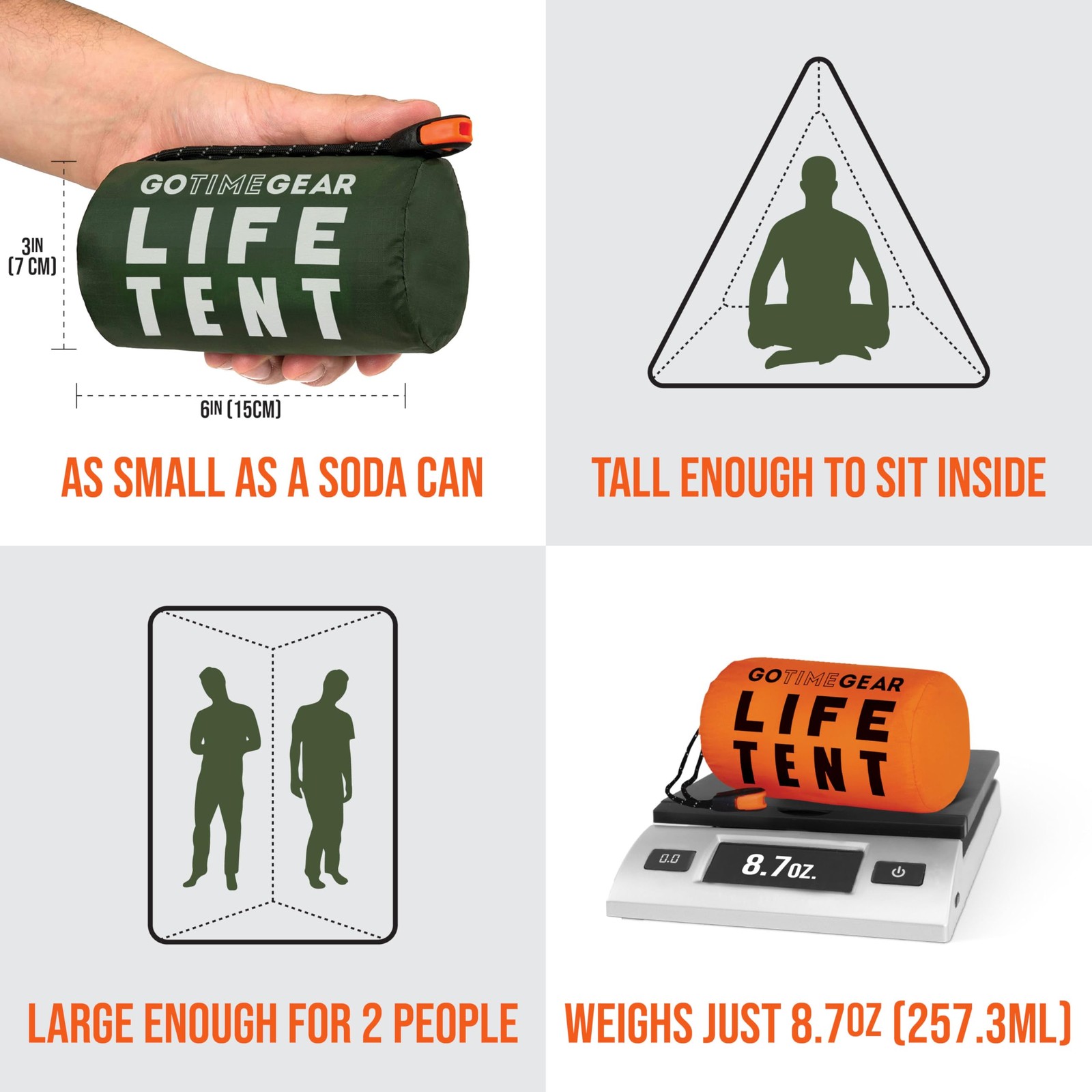 Go Time Gear Survival Life Tent • 2 Person Mylar Emergency Shelter Tube Tent …