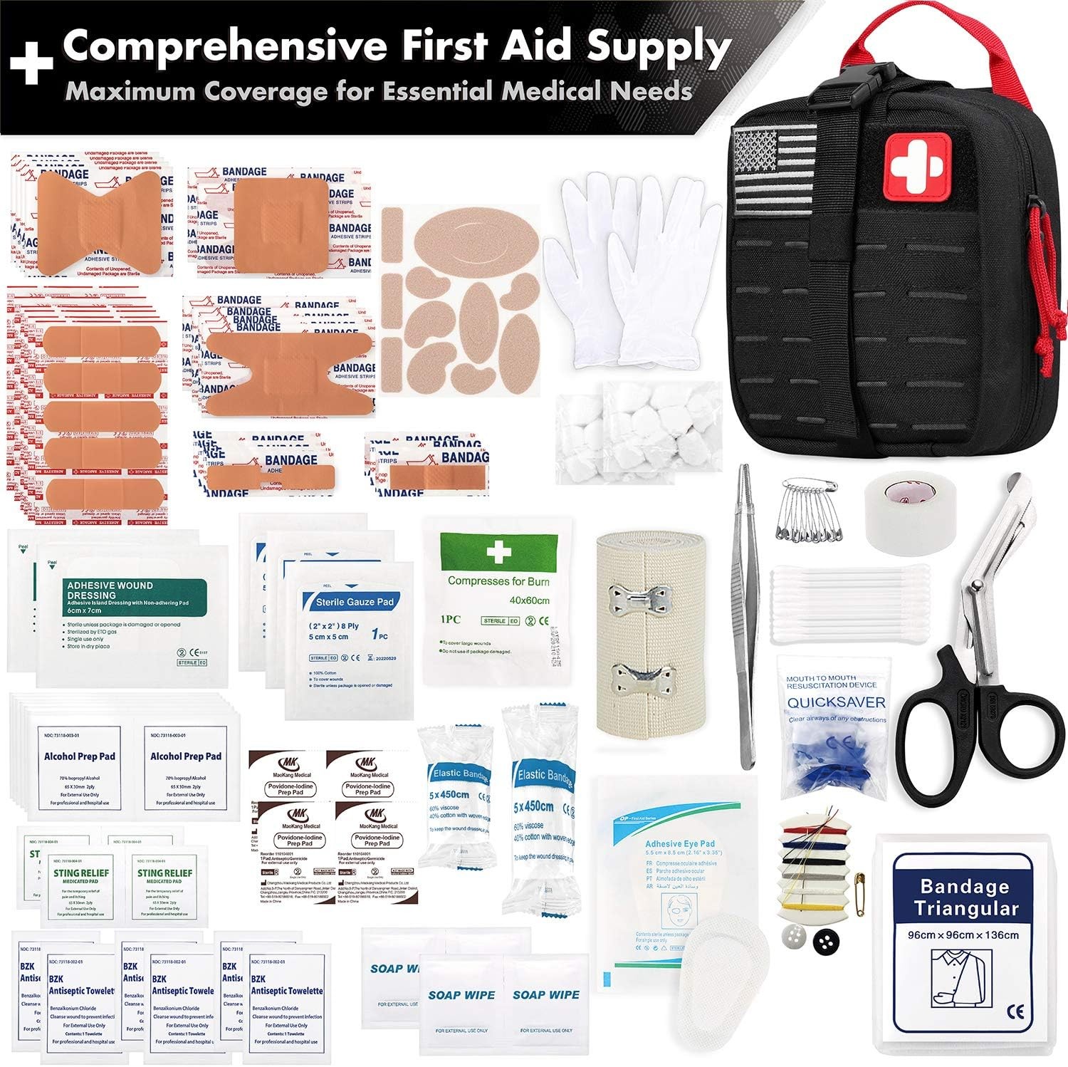 Survival Upgraded Survival First Aid Kit Emergency Gear Trauma Kit with 1000D Ny