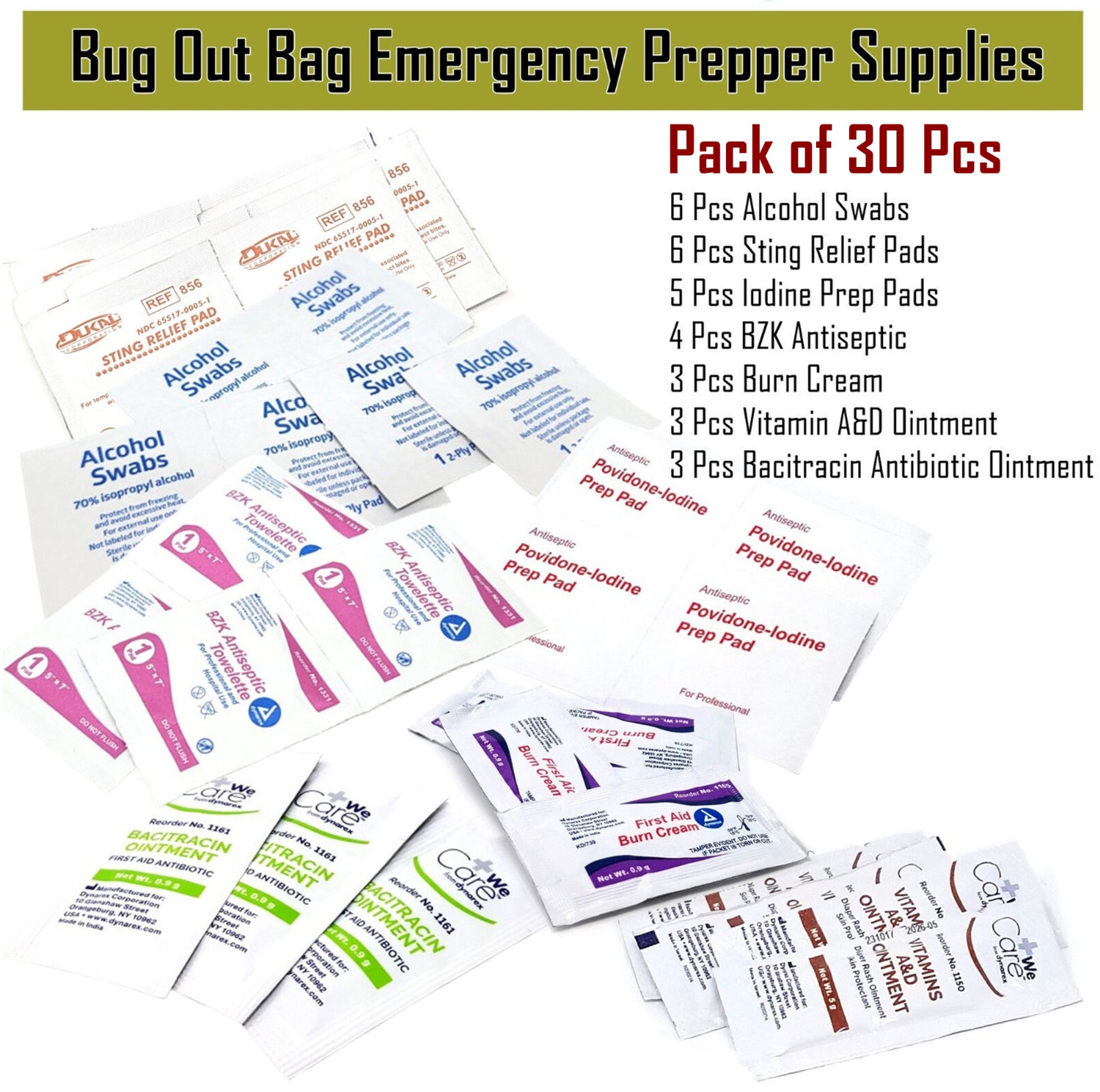 Lot of First Aid Packets Doomsday Prepper Bug Out Bags Survival Emergencies
