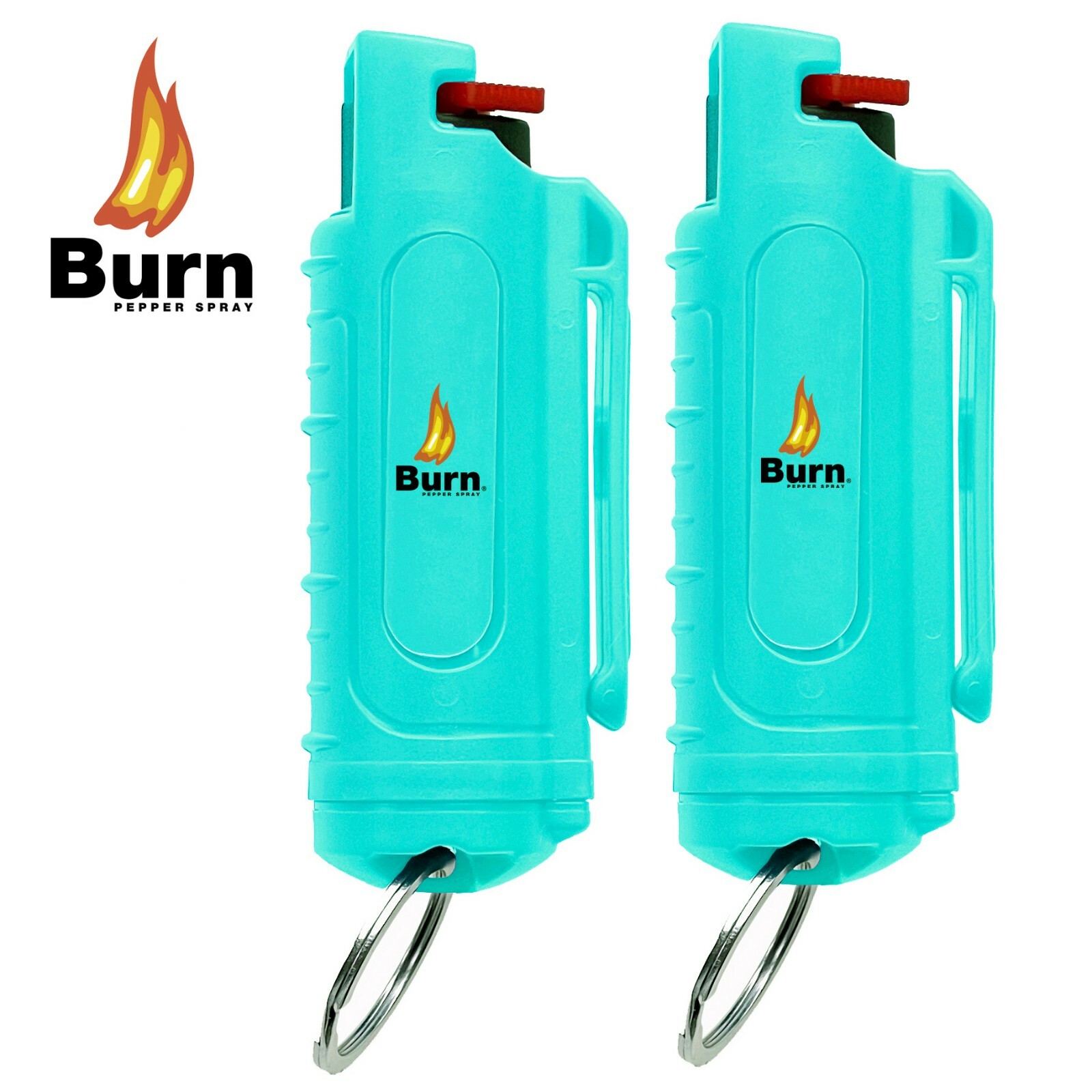 2 Pack BURN Pepper Spray 1/2oz Self Defense Security Keychcain Green Molded