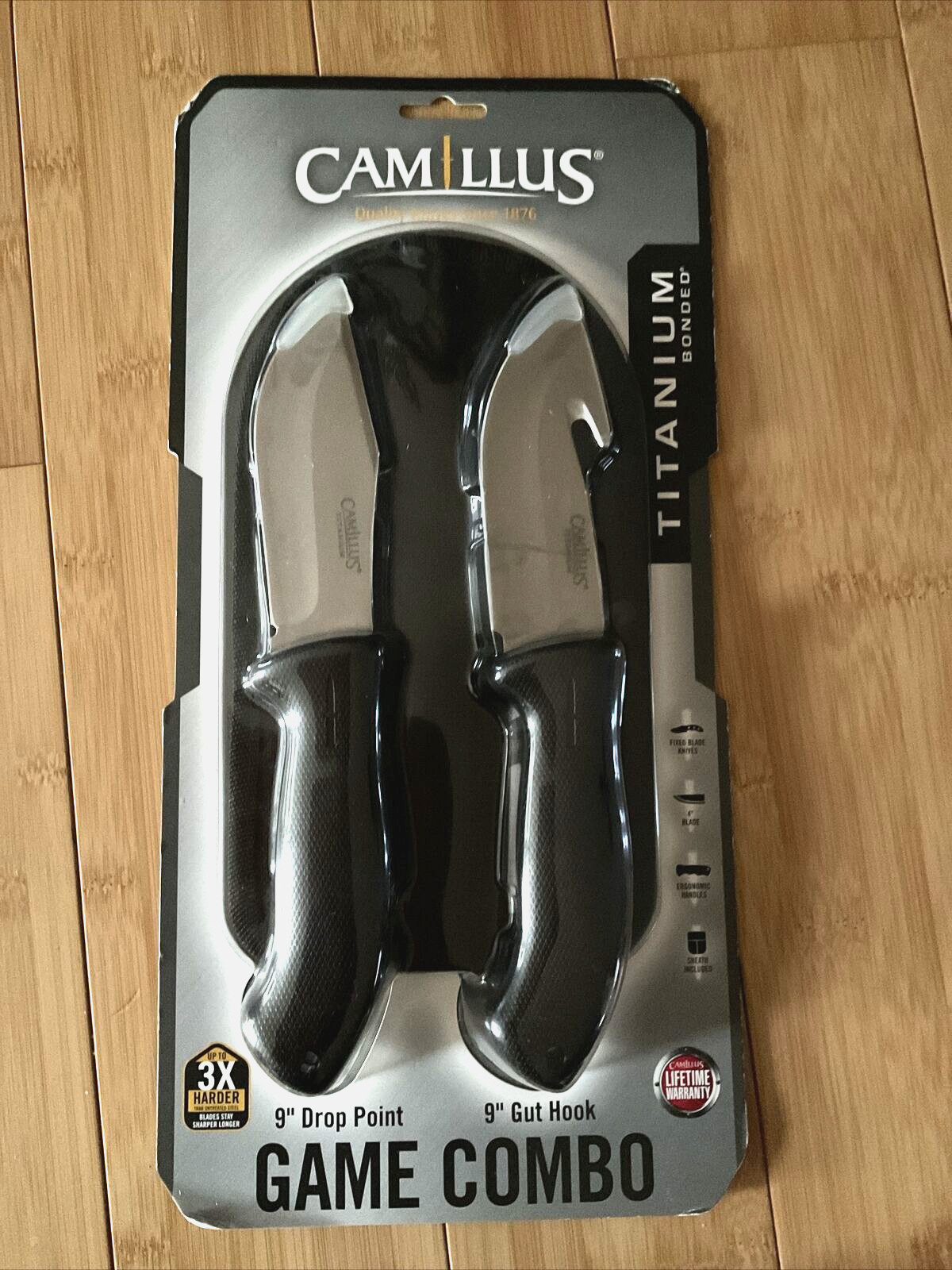 Camillus Game Hunting Combo 9″ Gut Hook Knife 9″ Drop Point Combo Set Survival