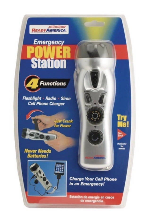 Ready America Emergency Power Station 70801 Hand Crank Flashlight Radio Cell NIP