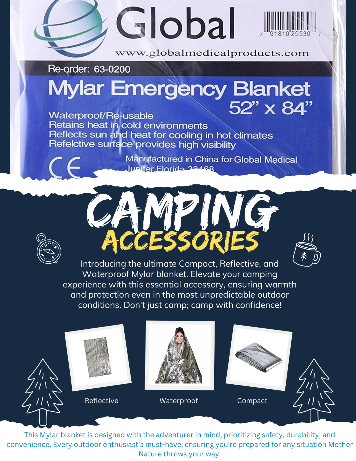 Emergency Rescue Thermal Space Mylar Blankets- Lot of 15