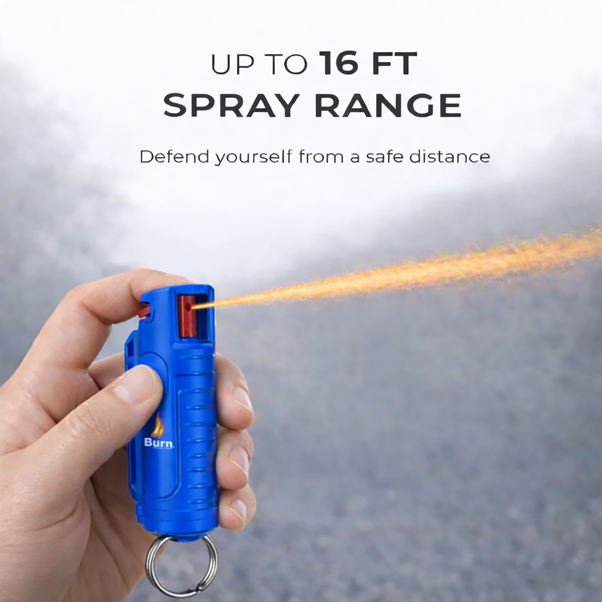 Burn Pepper Spray Keychain 0.5oz Maximum Strength Police Grade Self Defense Blue