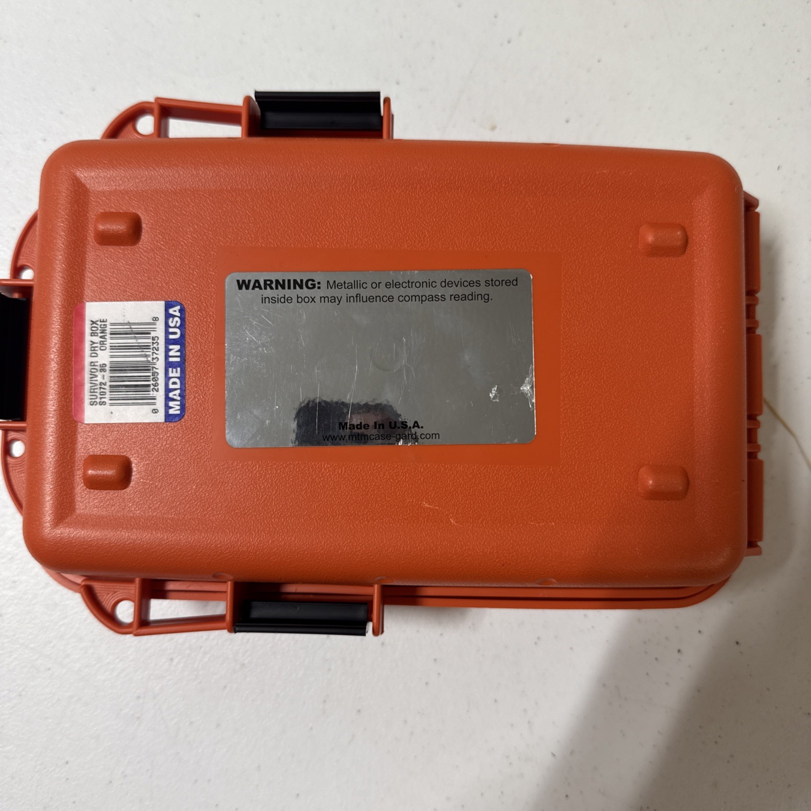 Survivor Dry Box Orange with O-Ring Seal Built in Compass Travel Camping Fishing