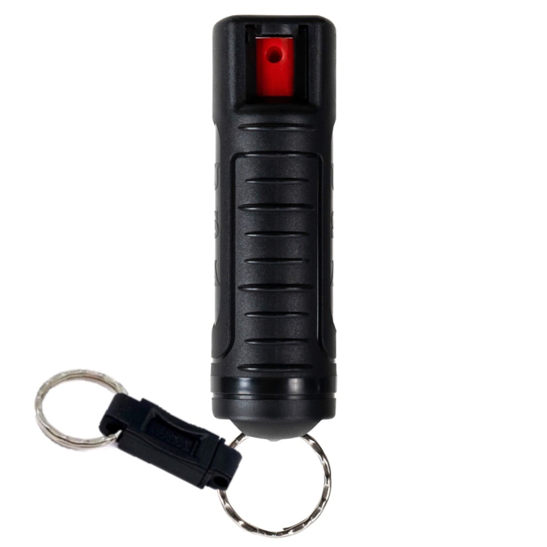 Police Magnum pepper spray .50oz black molded keychain QR defense protection