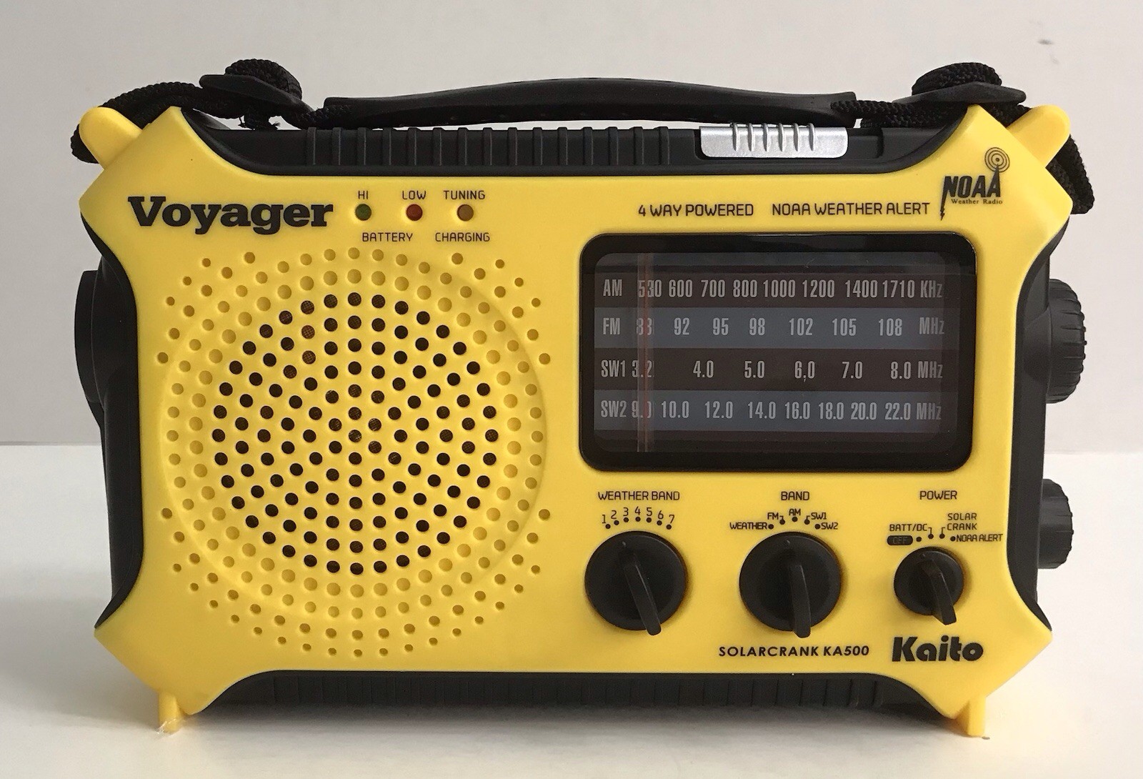 Yellow Kaito KA500 Voyager Solar Crank Battery Survival Radio AM FM Shortwave