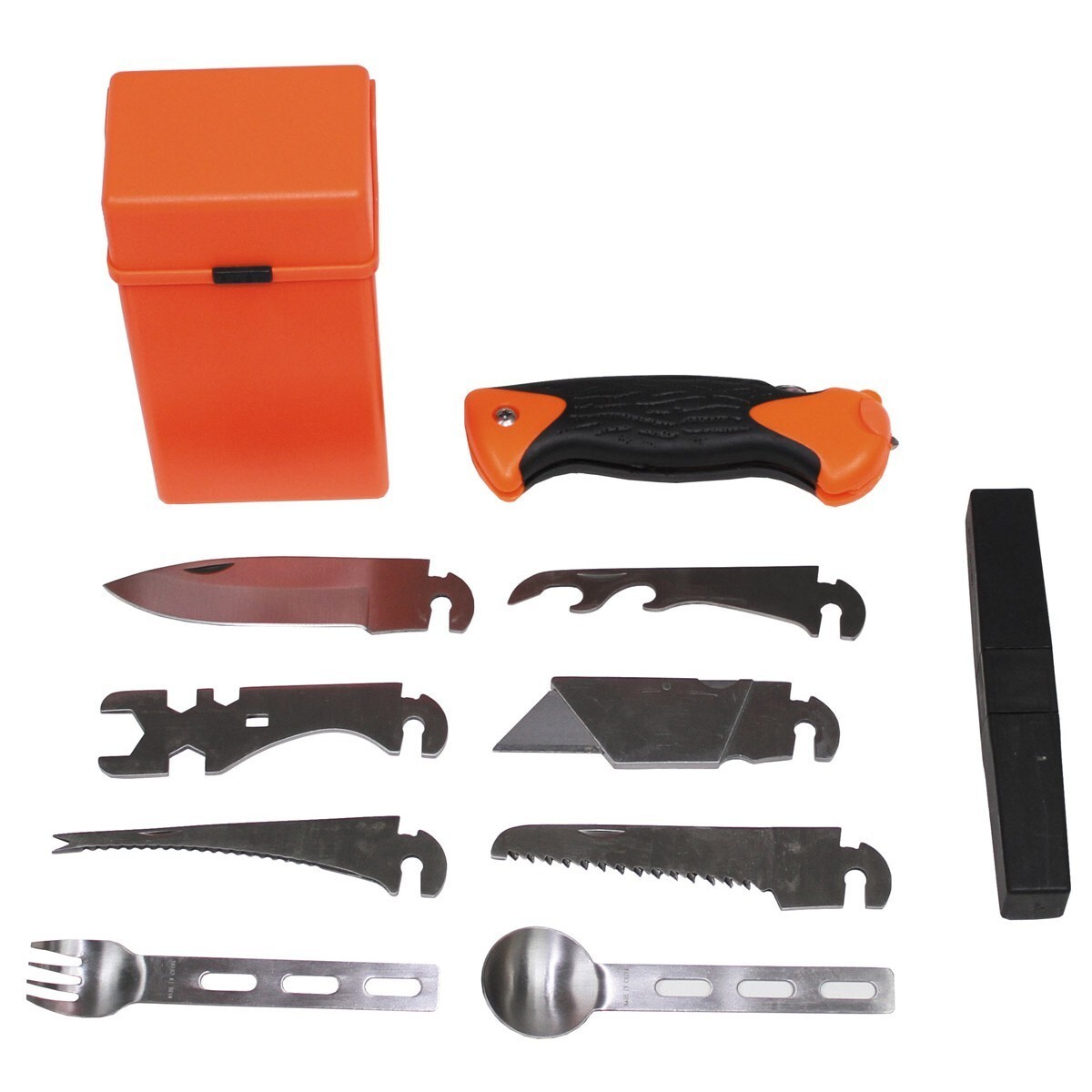 Survival Set 27 Piece Emergency Kit Outdoor Orange with Knife & Tool Tool