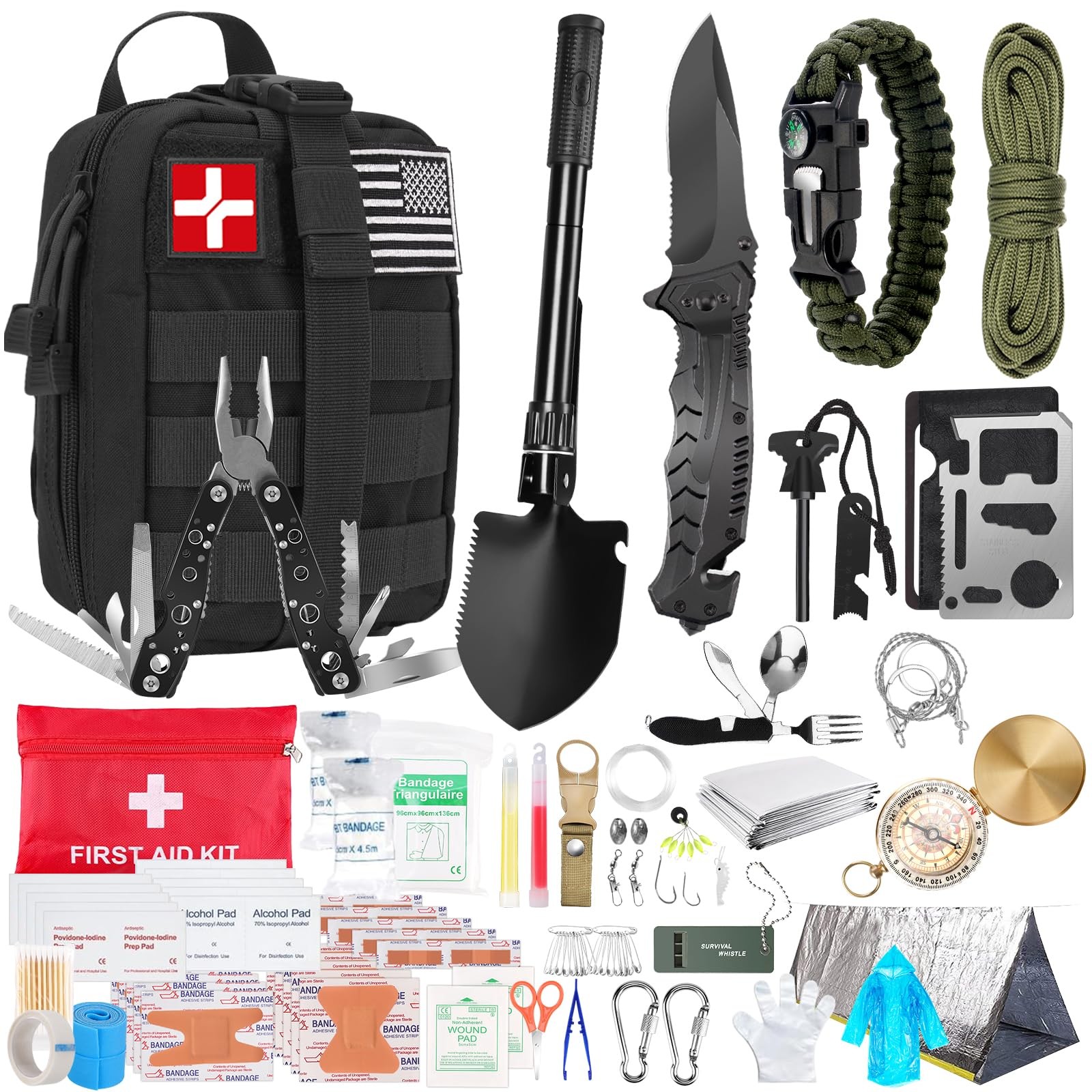 Survival Kit and First Aid Kit, 236PCS Survival Gear Camping Essentials Emerg…