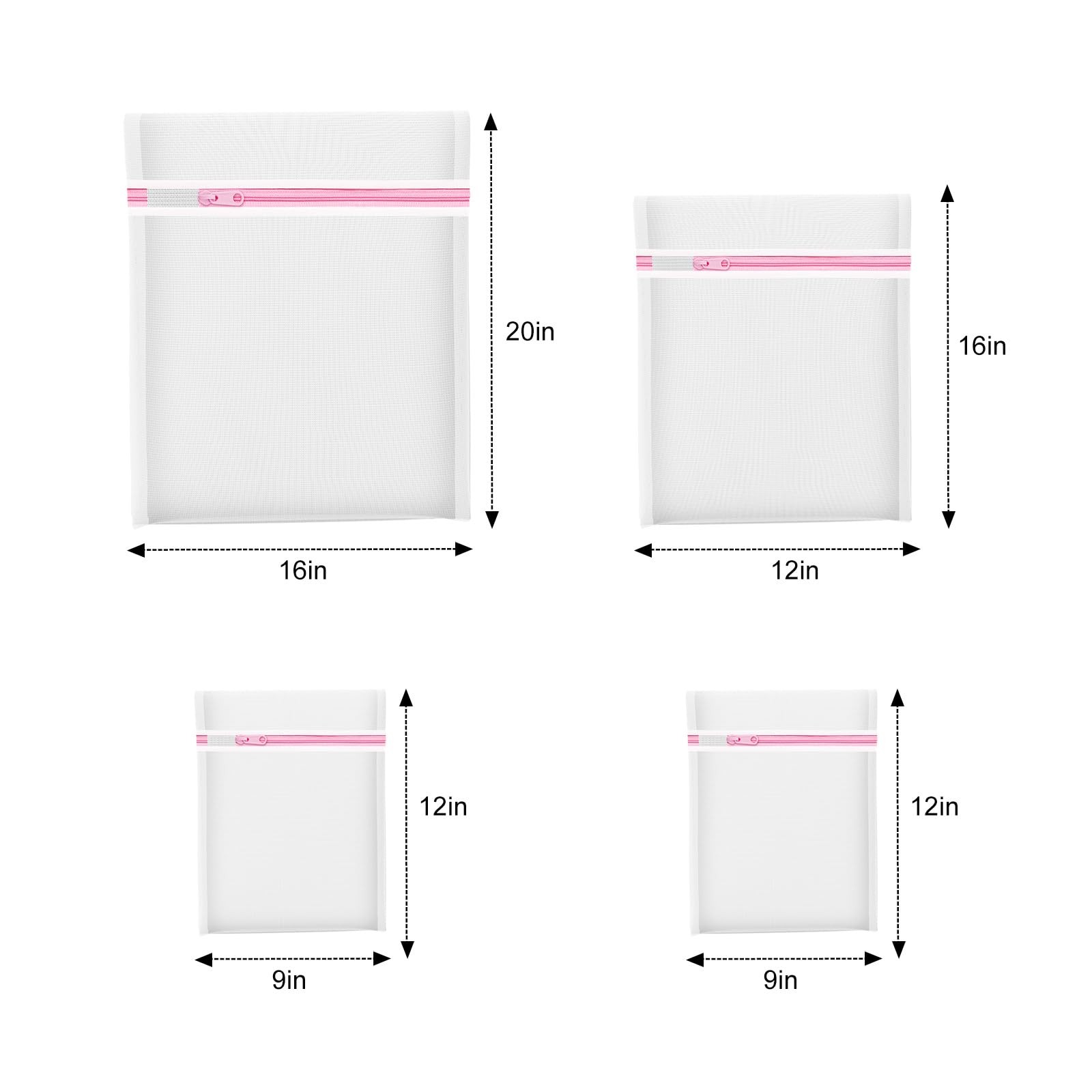 4Pcs Mesh Laundry Bags, Lingerie ‎2Small-1Medium-1Large, Multi-Size Fine Net