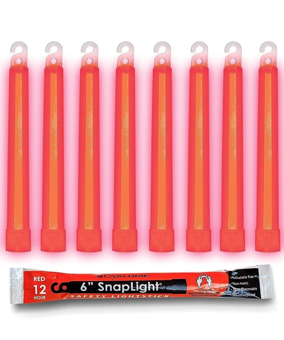 Lot 8 Red 12H Cyalume Light Sticks Tactical Prepper Bug Out Survival 10/2026