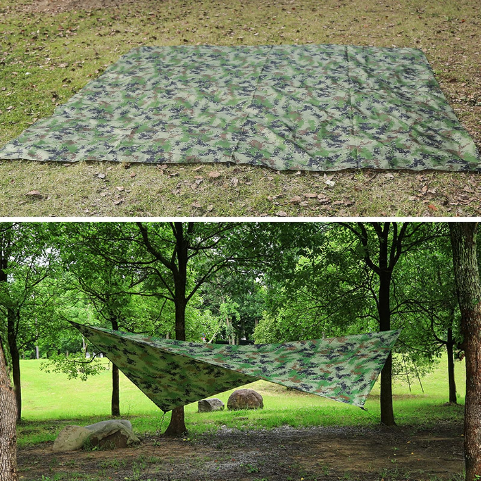 Azarxis Hammock Camping Tarp Rain Fly, 7.55 x 4.59 ft, #01 Camouflage