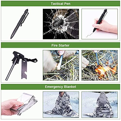 Emergency Survival Kit, 12 in 1 Outdoor Survival Gear Lifesaving Tools