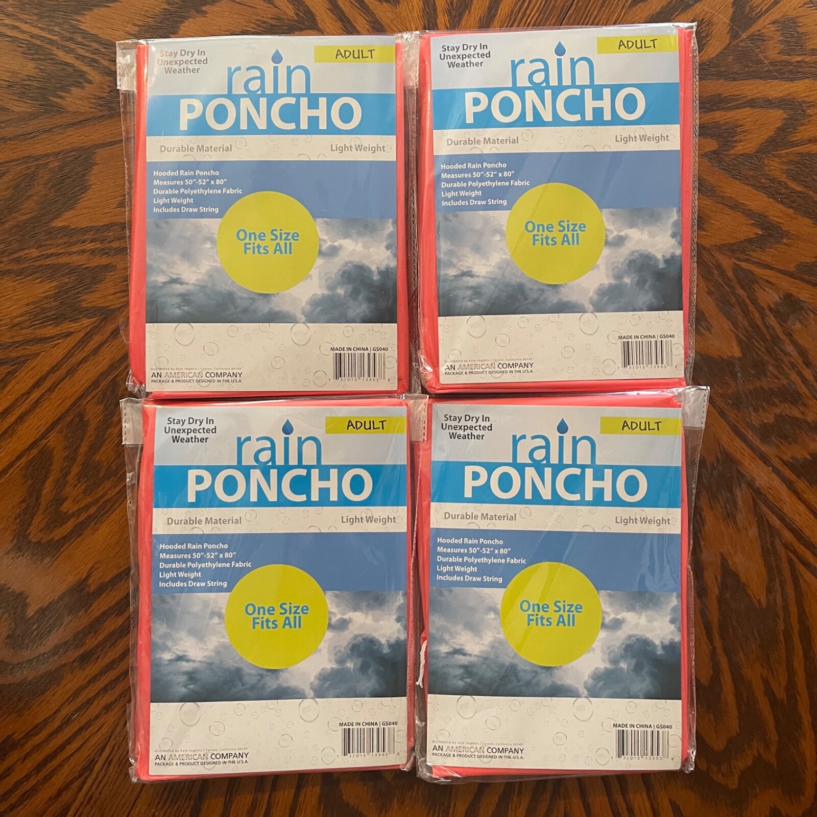 4 Emergency Poncho Camping Hiking Outdoor Bug-Out-Bag First aid Rain Ponchos