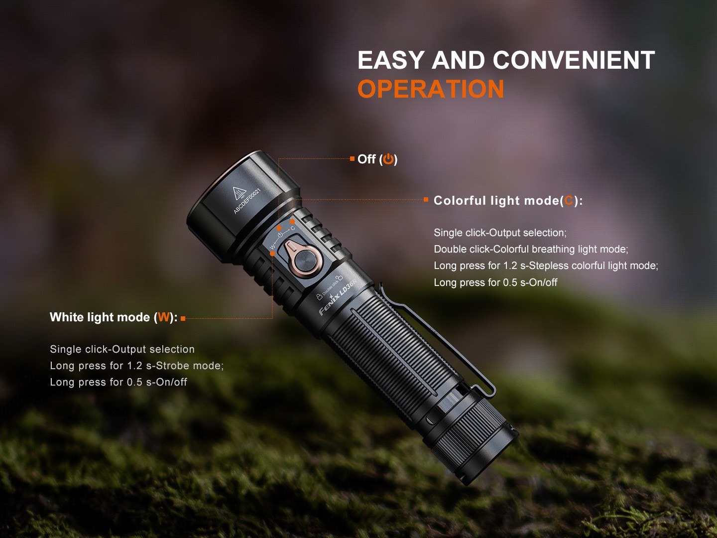 Fenix LD36R 3600 Lumens Rechargeable Flashlight with Adjustable Color Light
