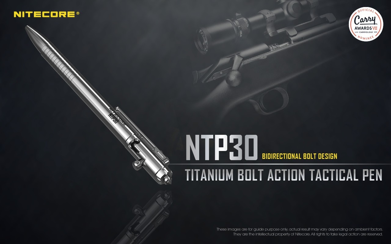 NITECORE NTP30 Tactical Pen Titanium Bidirectional Bolt Action W/ Glass Breaker