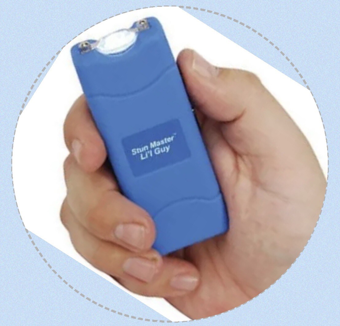 STUN MASTER POLICE Stun Gun BLUE 12 MV Mini Rechargeable LED Flashlight Case NEW