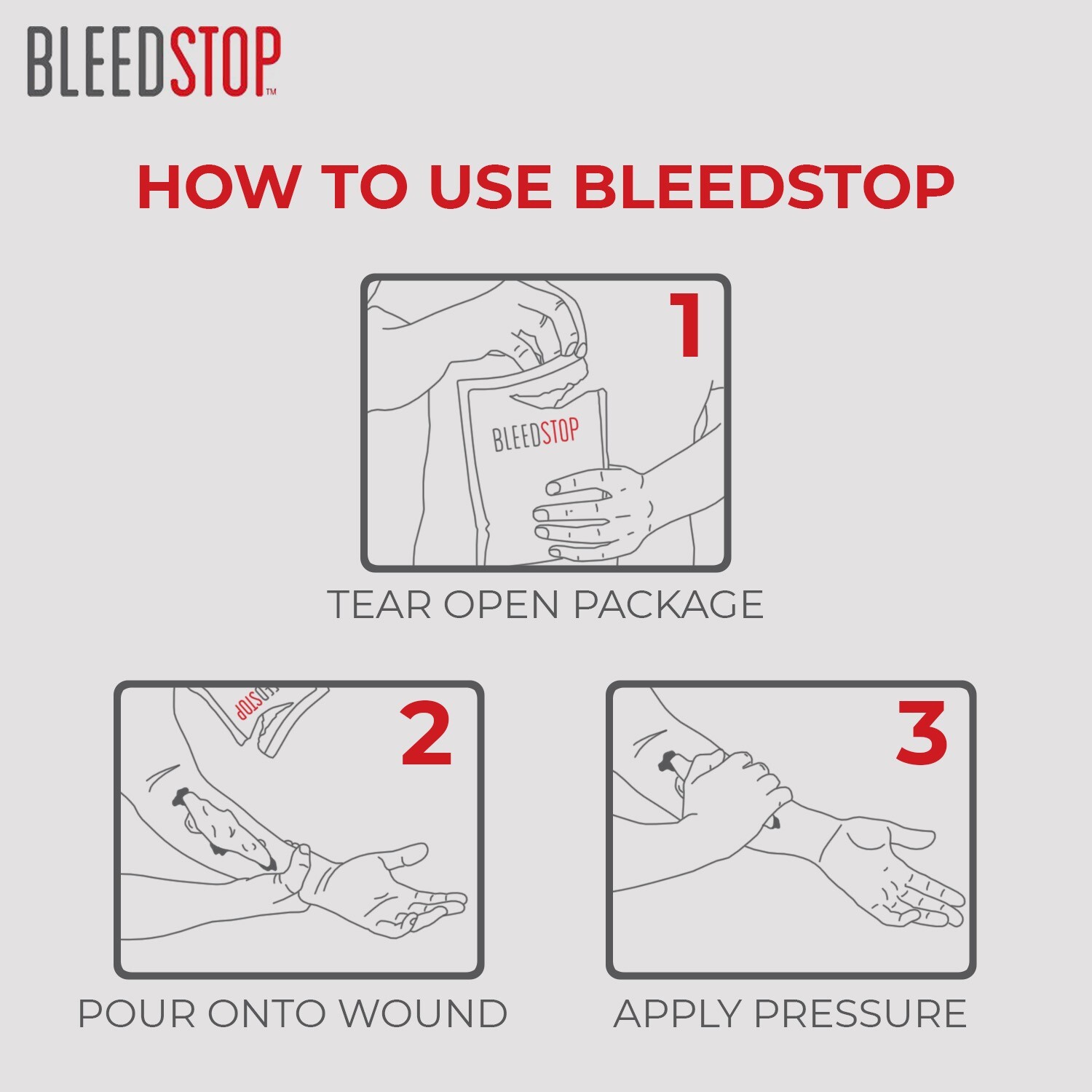 BleedStop™ First Aid Powder for Blood Clotting, Trauma Kit – 5 PK (15g) Pouches