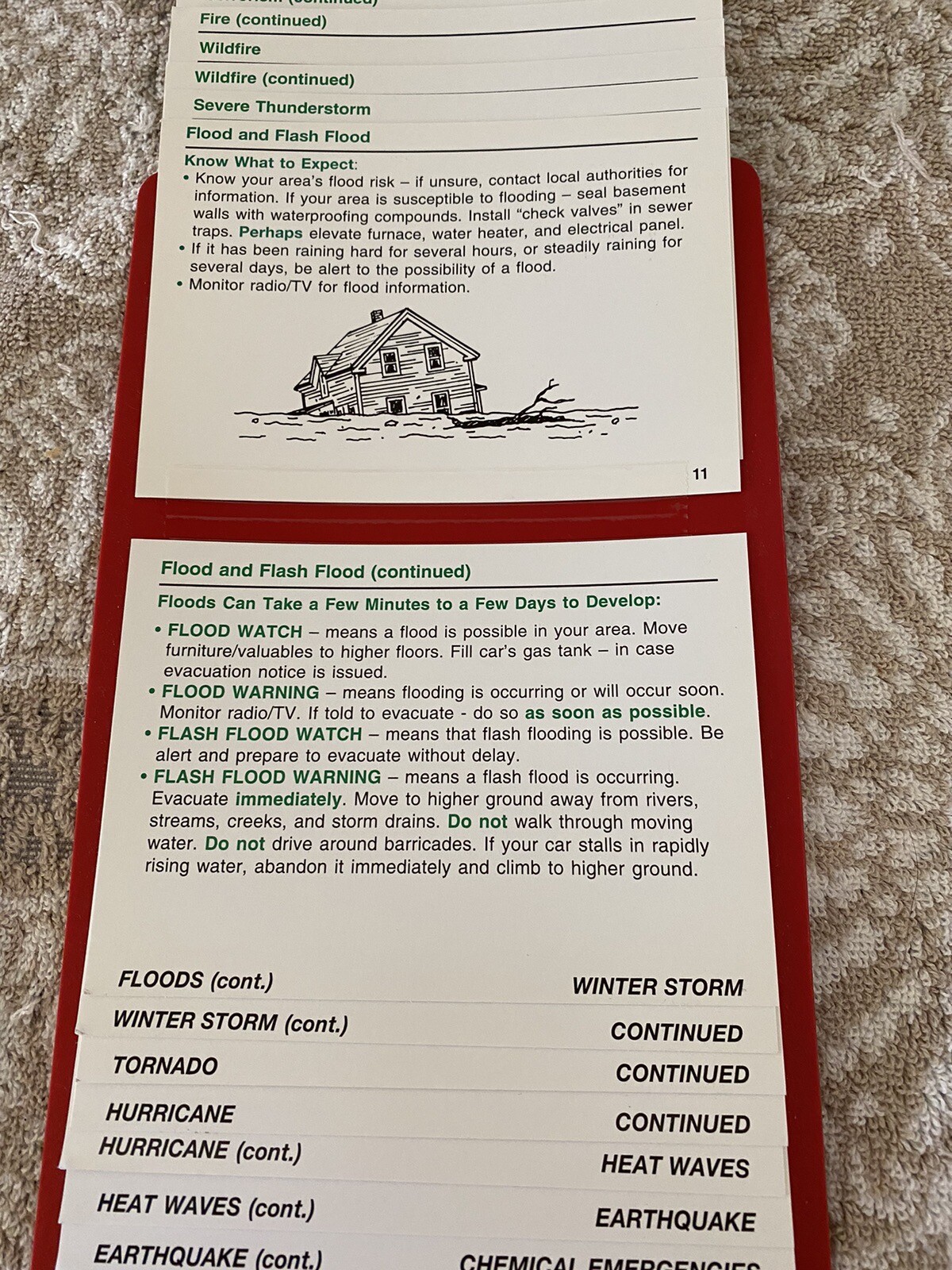 emergency preparedness flip chart (flipper) w/magnets on back, easy to use 