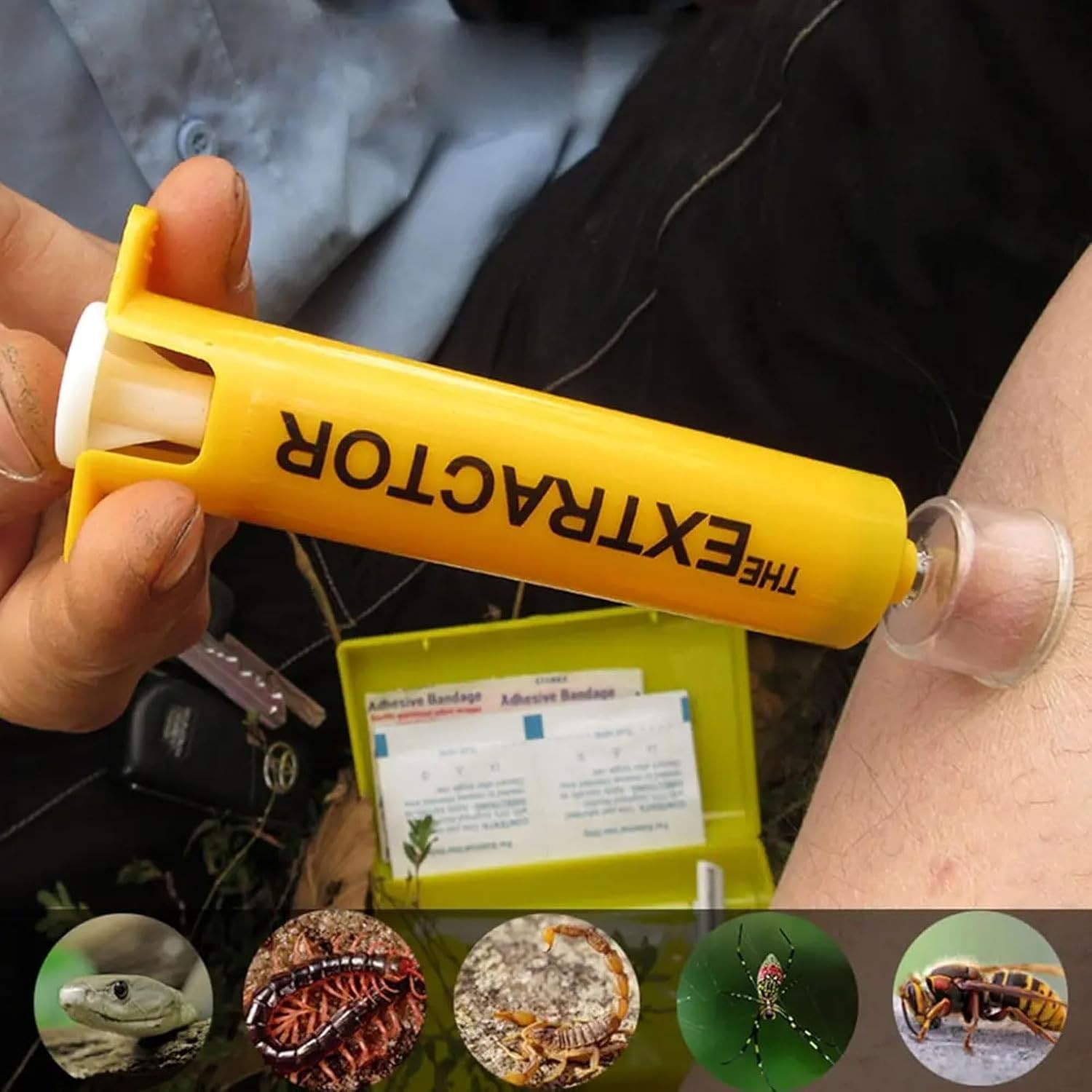 Snake Bite Bee Sting Kit First Aid Venom Extractor Suction Pump for Outdoor Camp