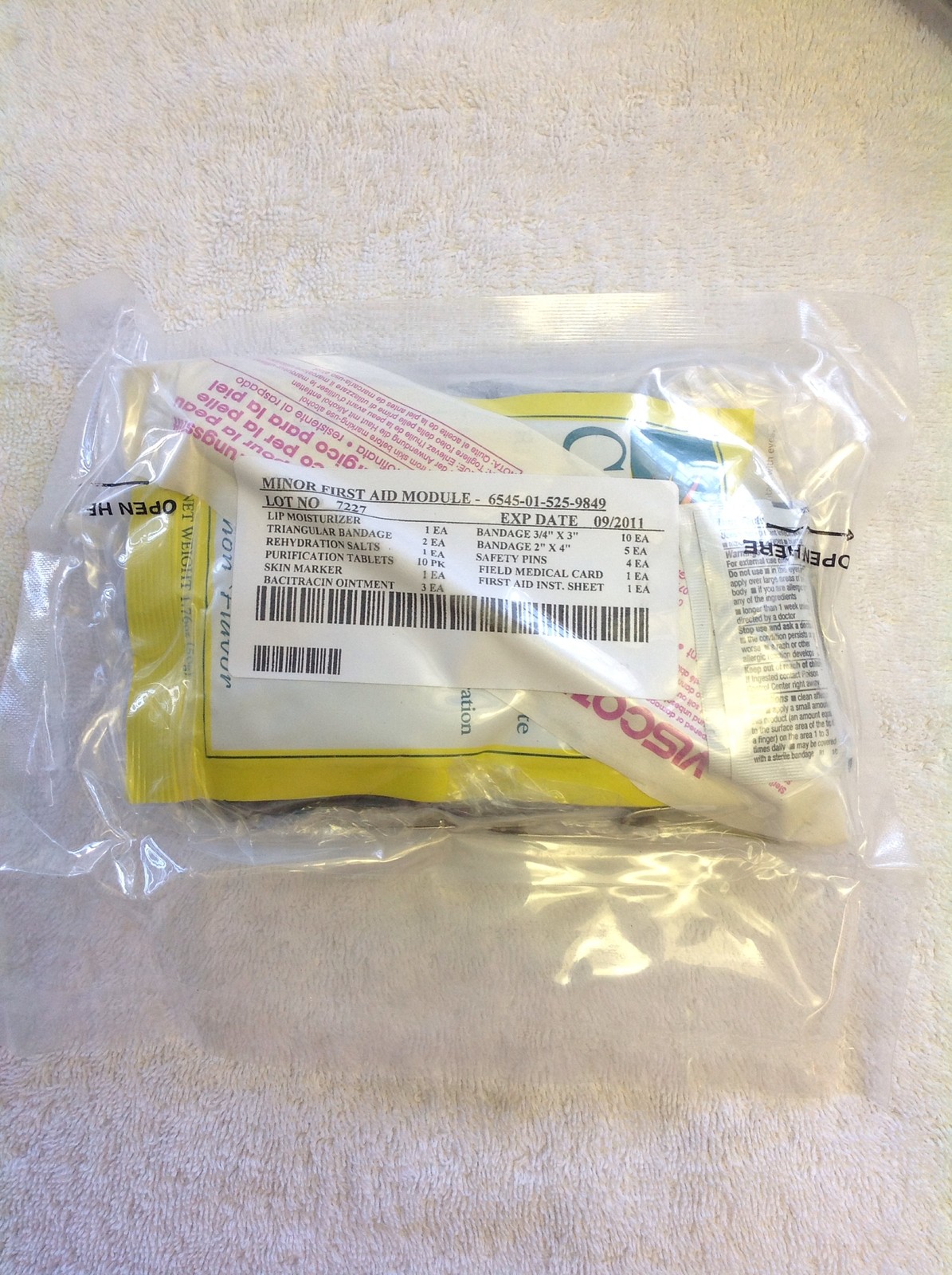 New Sealed Military Minor First Aid Module For USAF IFAK With Water Purification