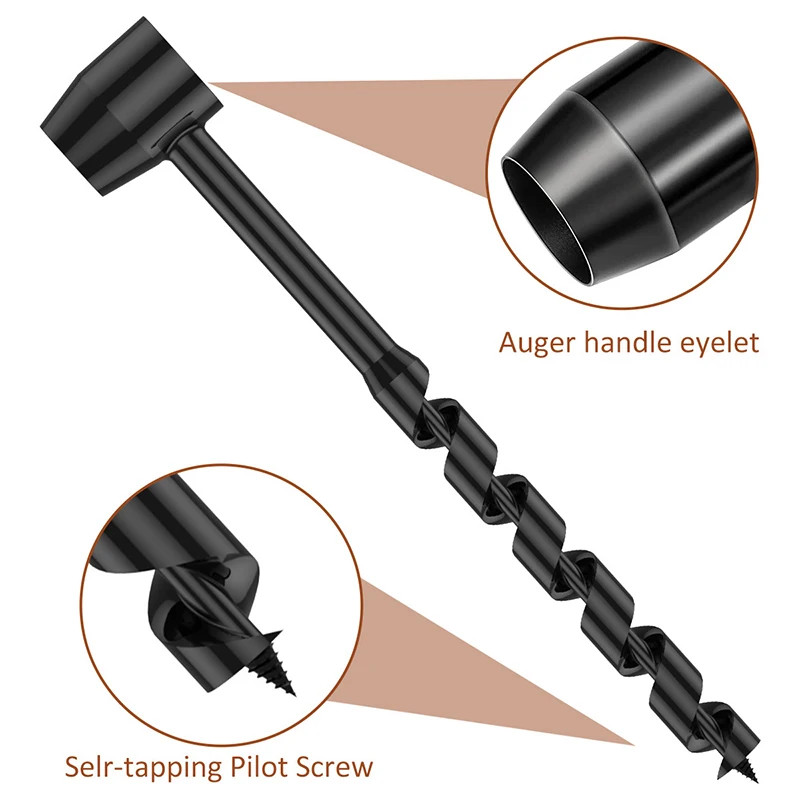 Hand Wood Punch Manual Auger Drill Bush-Craft Carbon Steel Portable Survival Bit