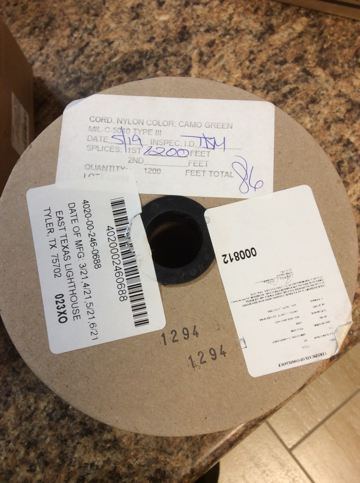 Nylon Utility Rope Cord Spool 1200 ft Camo Green New in Box