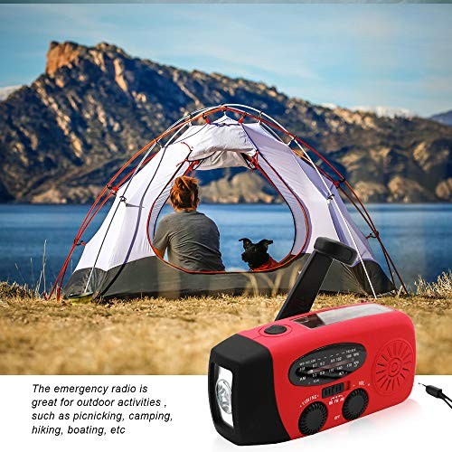 Portable Solar Emergency Weather Radio Hand Crank AM/FM NOAA Survival Radio Red