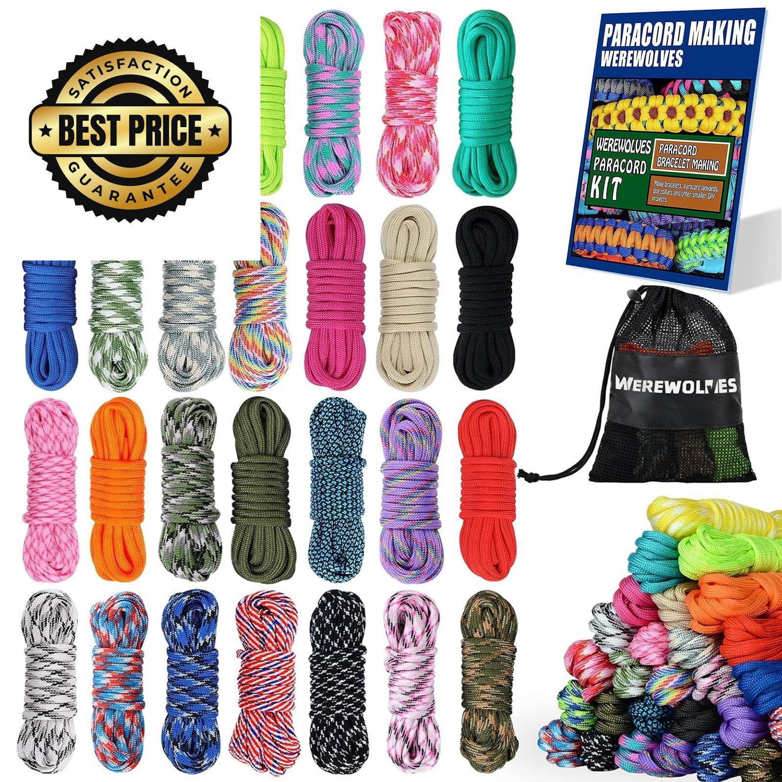 WEREWOLVES 28 Colors Paracord 550 Combo Crafting Kits with 28 Colors-lucky