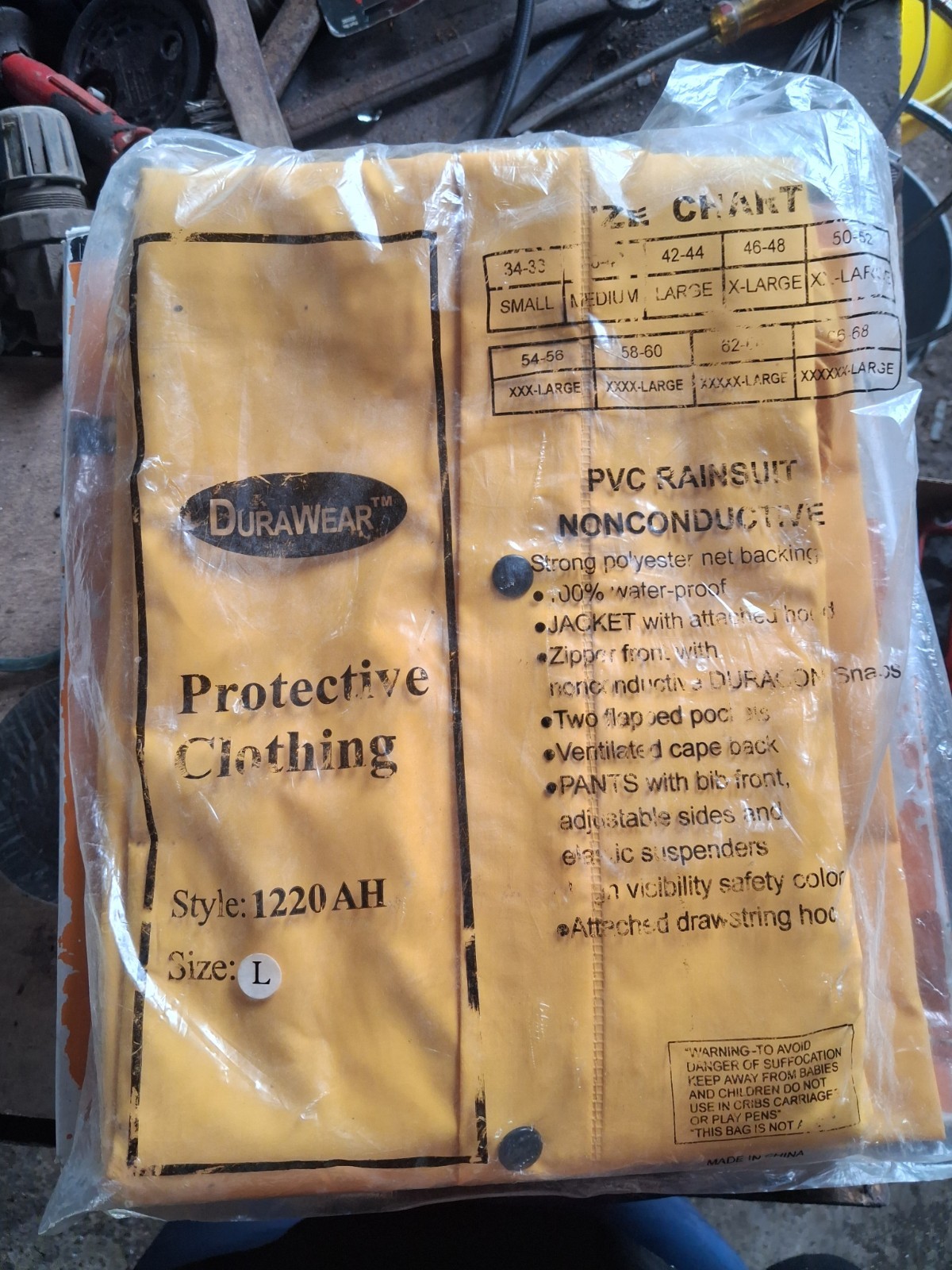 DuraWear PVC Rainsuit – Nonconductive – Yellow – L – Jacket,Pants,Hood