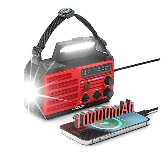 [37000mWh Battery] Emergency Radio, Hand Crank Solar, AM FM NOAA Radio SW10