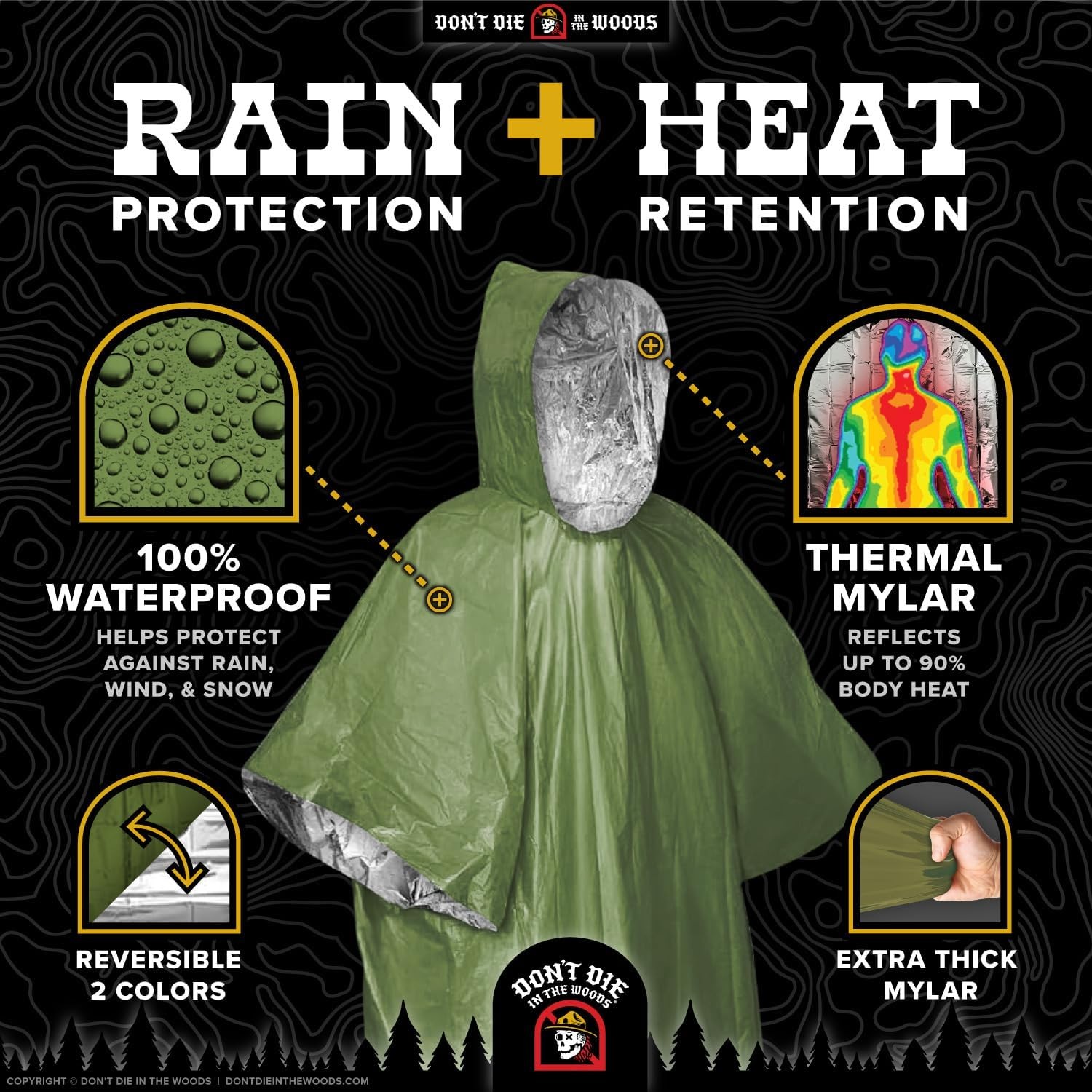 – Rain + Heat Emergency Poncho – Wearable Mylar Space Blanket For Hiking