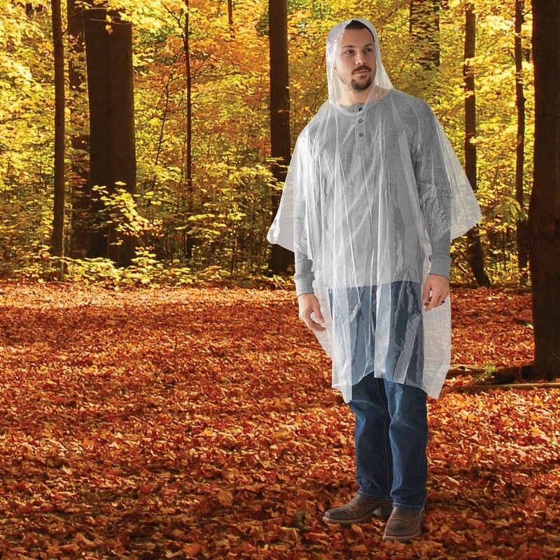 Clear Emergency Poncho 10 Pack Waterproof Hooded Lightweight Disposable Hiking