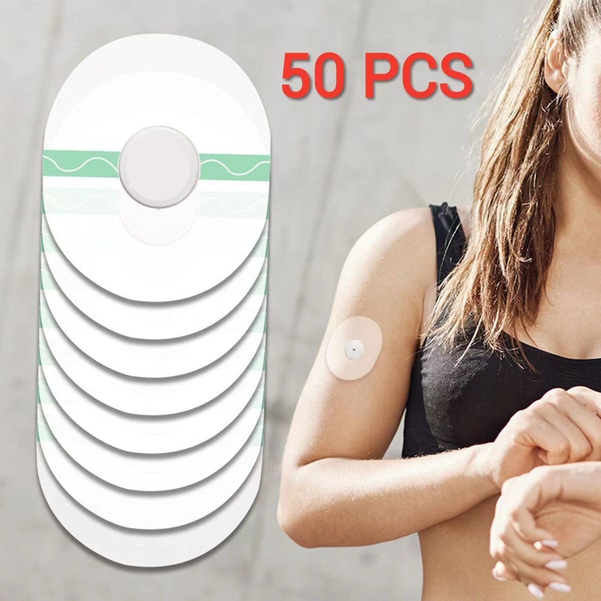 50PCS Adhesive Patches Waterproof Sensor Covers Flesh Flexib For Freestyle Libre