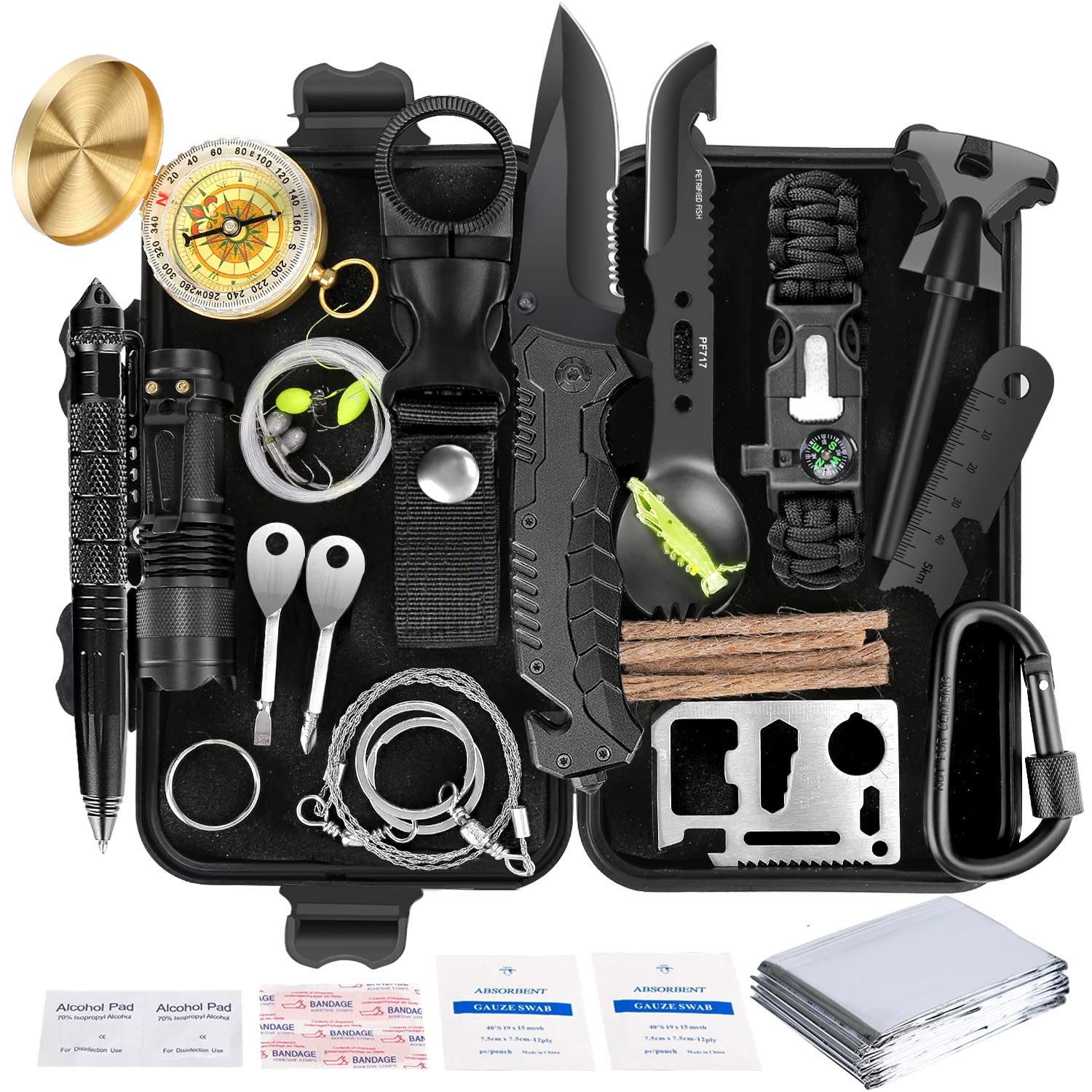 Angieast Survival Kit 35 in 1, First Aid Kit, Survival Gear, Survival Tool Gi…
