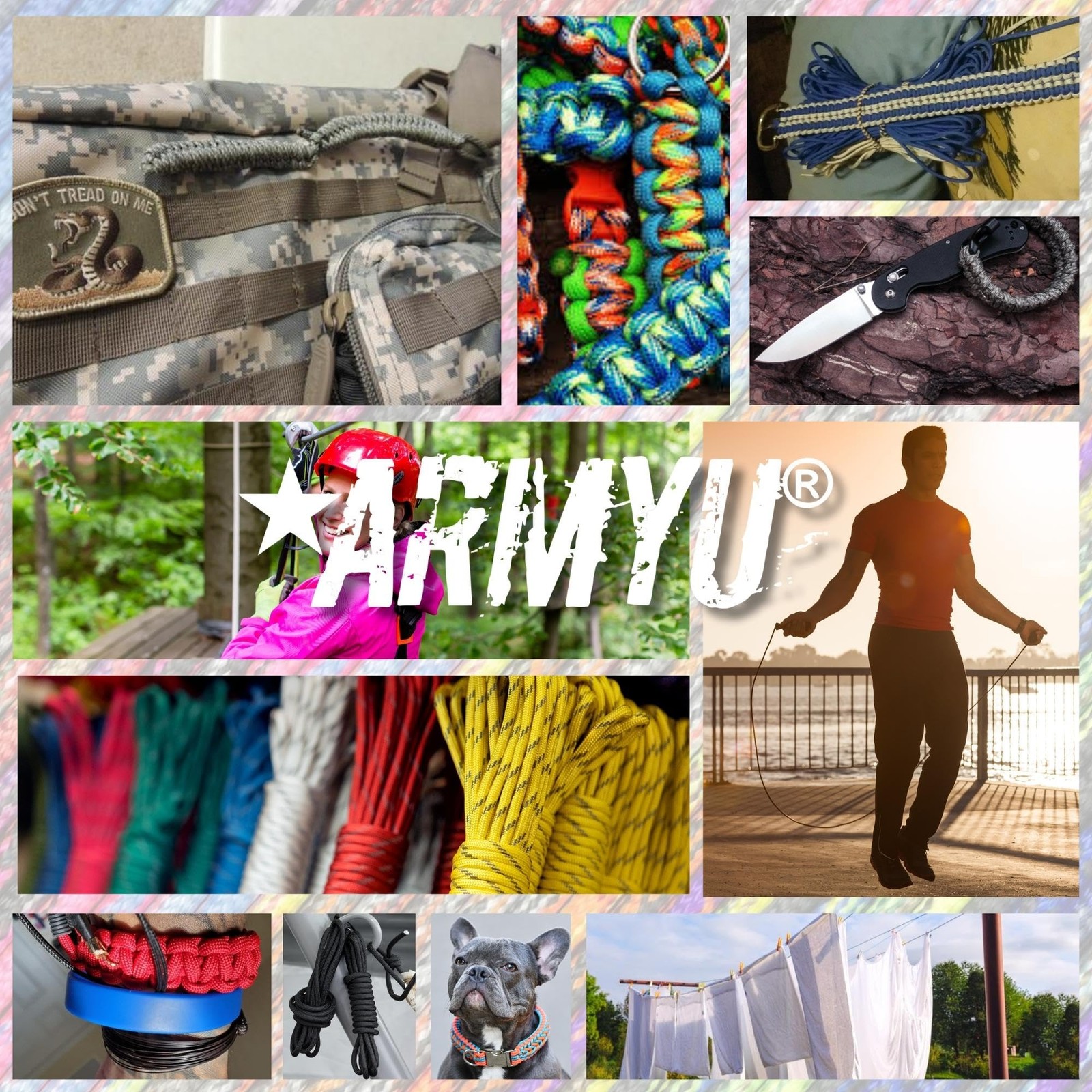 Army Universe Red White & Blue Camo Nylon 100 Feet, &